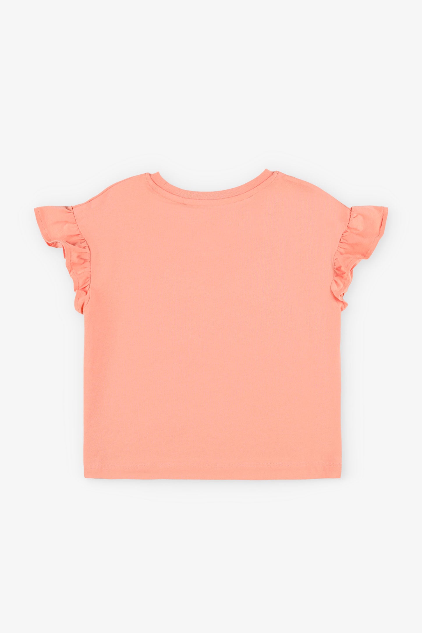 T-shirt manches volants imprimé en coton - Enfant fille && ORANGE