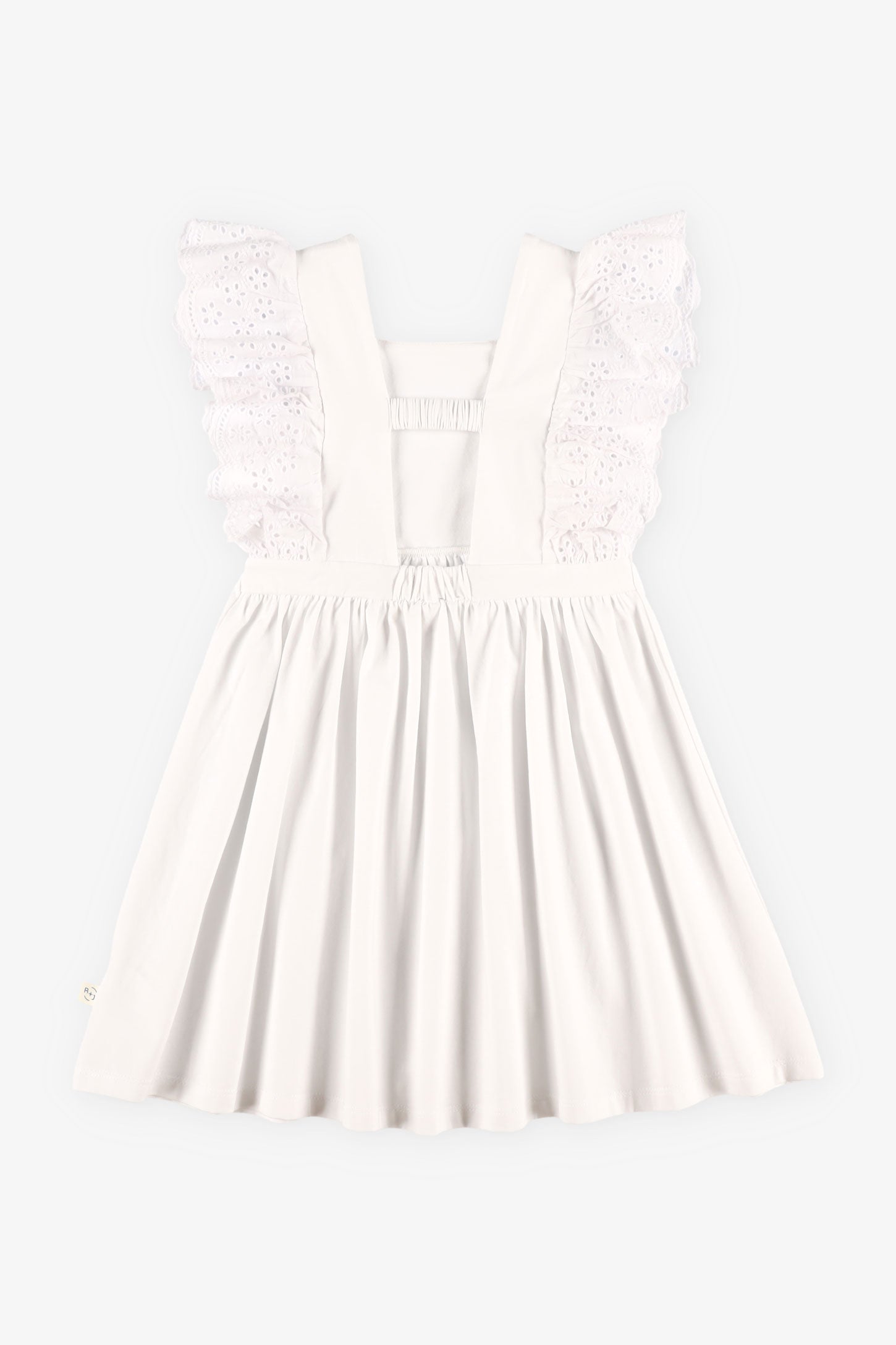 Robe volants aux épaules en coton - Enfant fille && BLANC