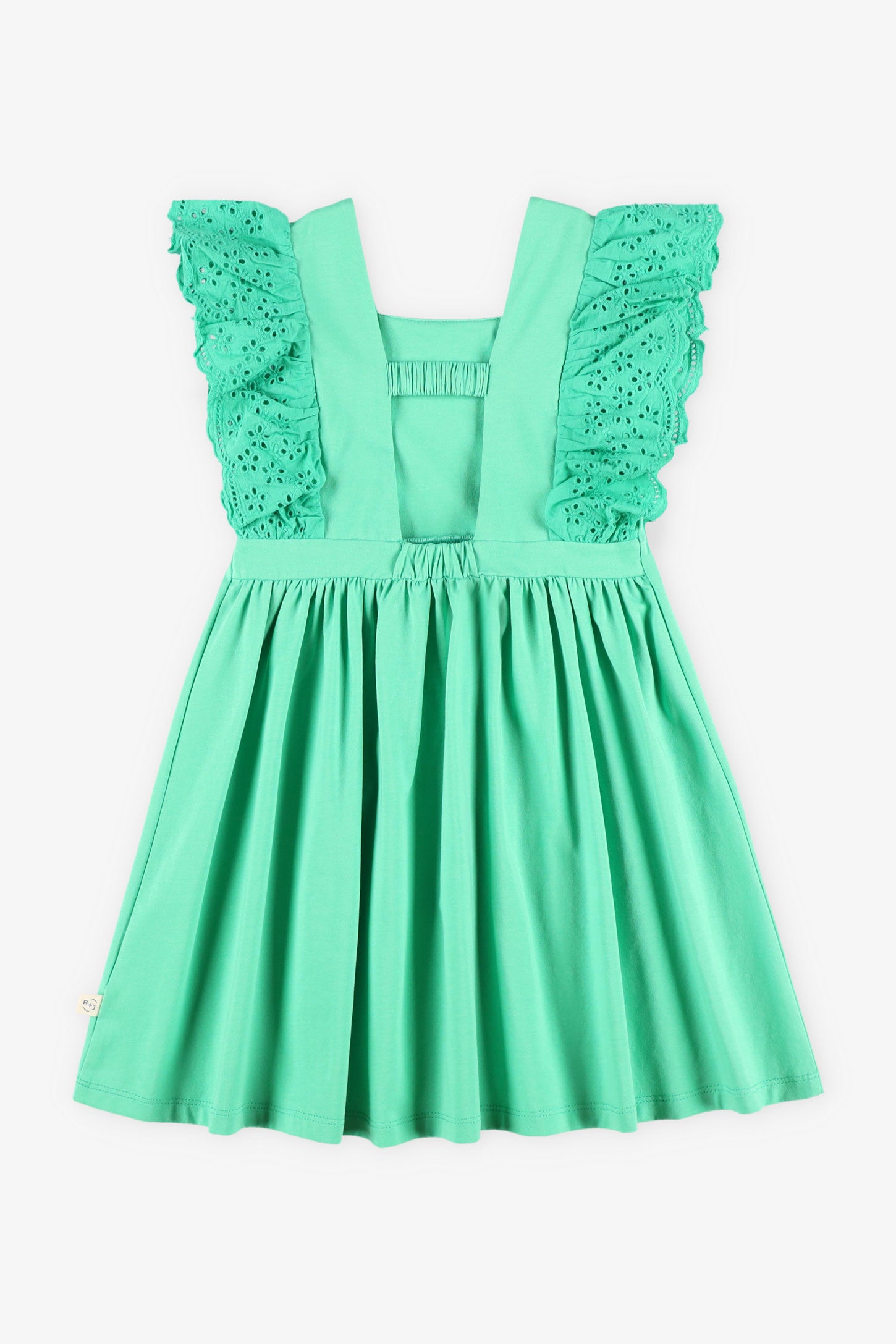 Robe volants aux épaules en coton - Enfant fille && VERT