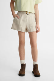 Short ''Paperbag'' avec ceinture décorative - Ado fille && BEIGE