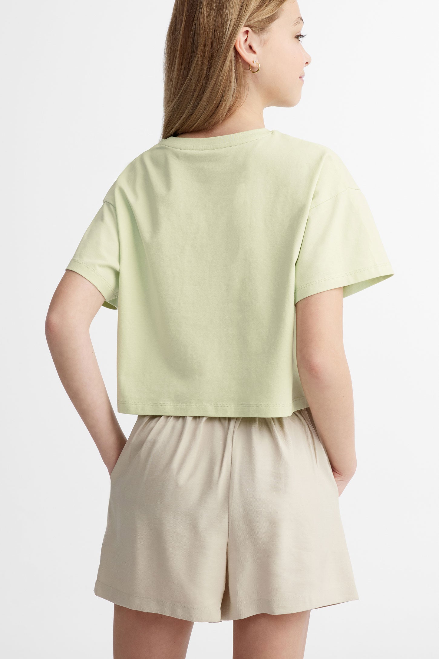 Short ''Paperbag'' avec ceinture décorative - Ado fille && BEIGE