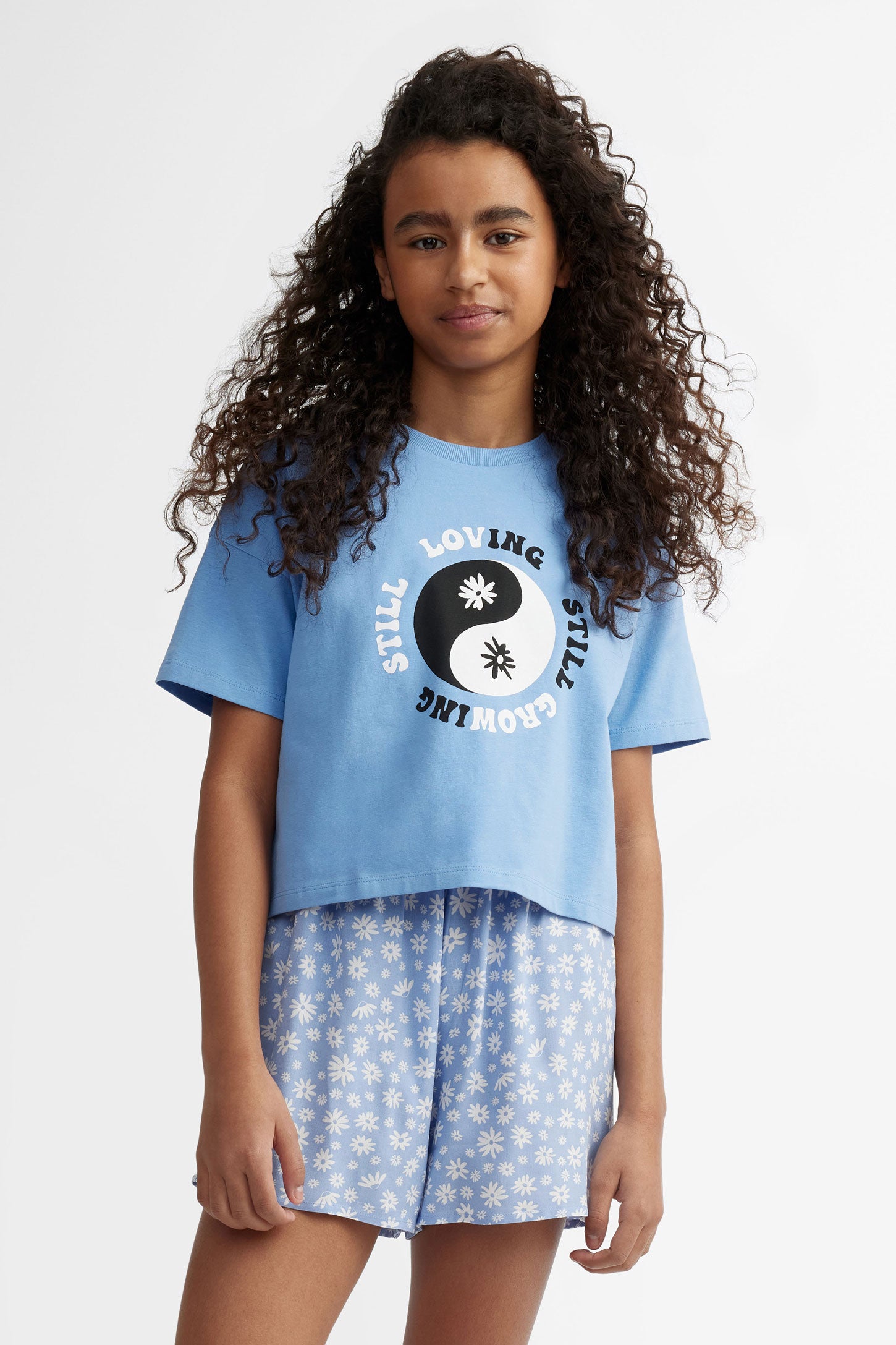 T-shirt imprimé en coton - Ado fille && BLEU