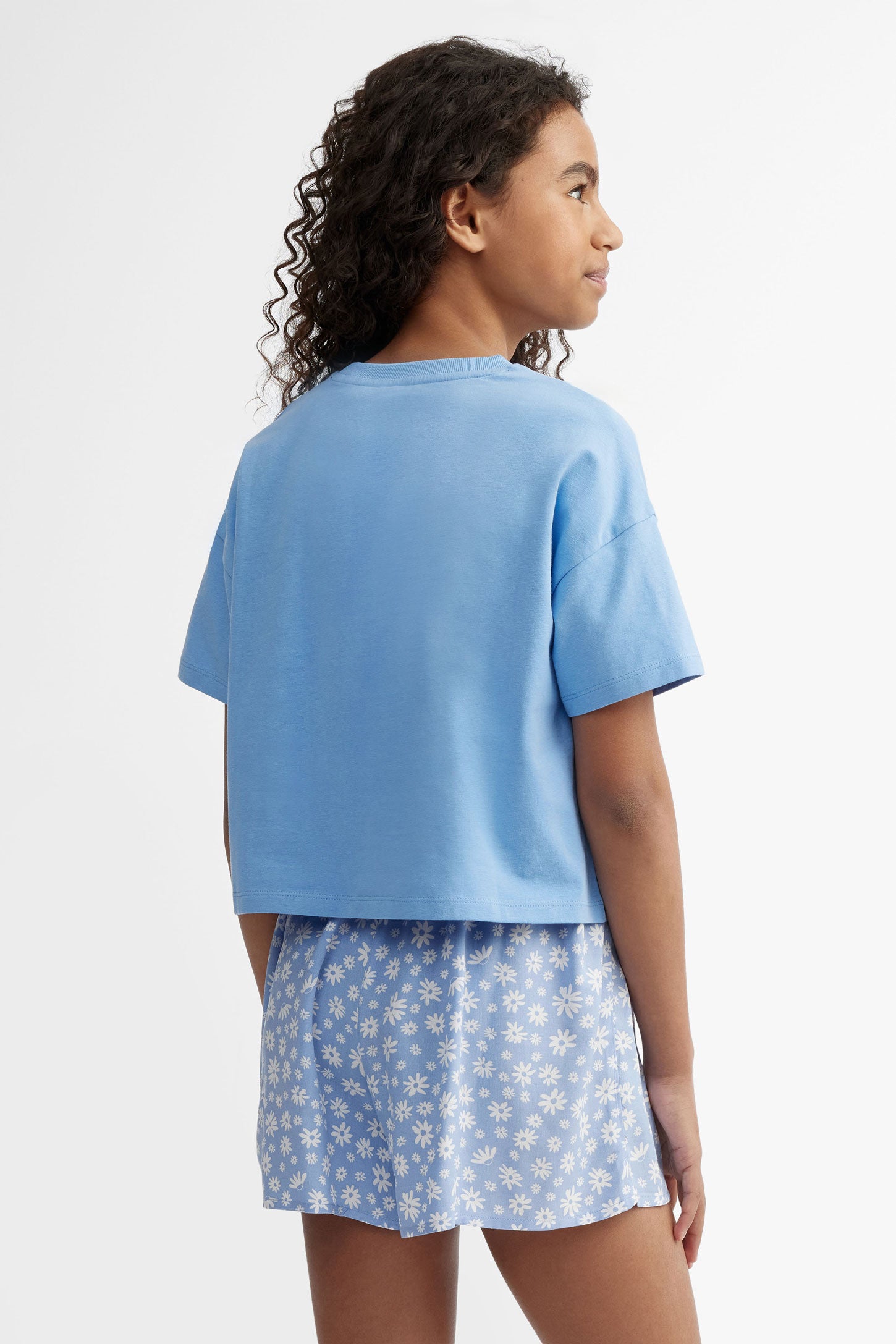 T-shirt imprimé en coton - Ado fille && BLEU
