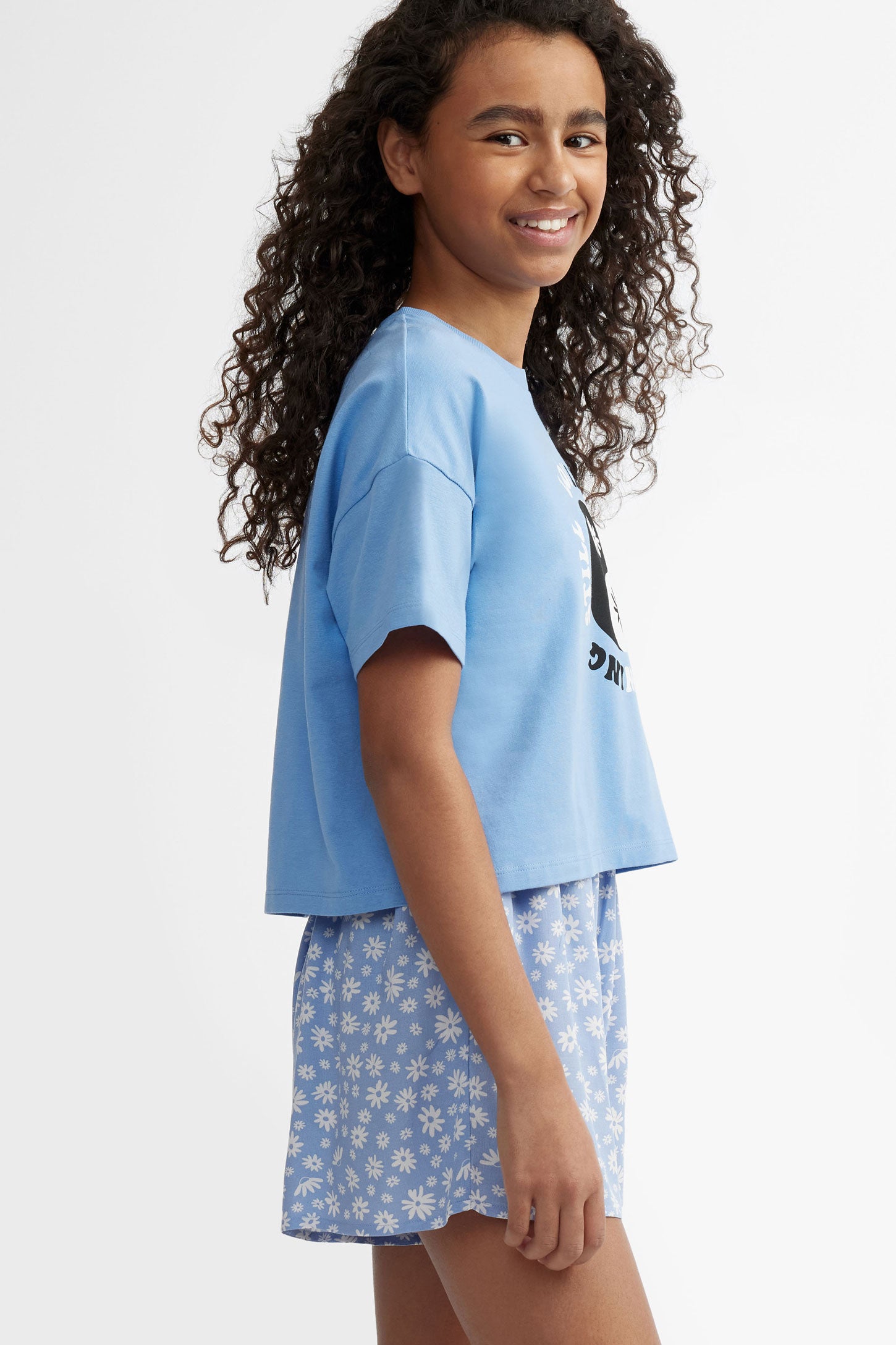 T-shirt imprimé en coton - Ado fille && BLEU