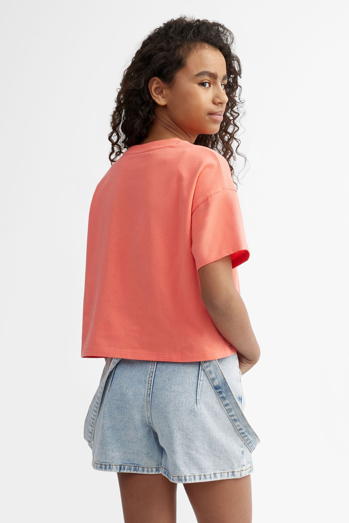 T-shirt imprimé en coton - Ado fille && CORAIL