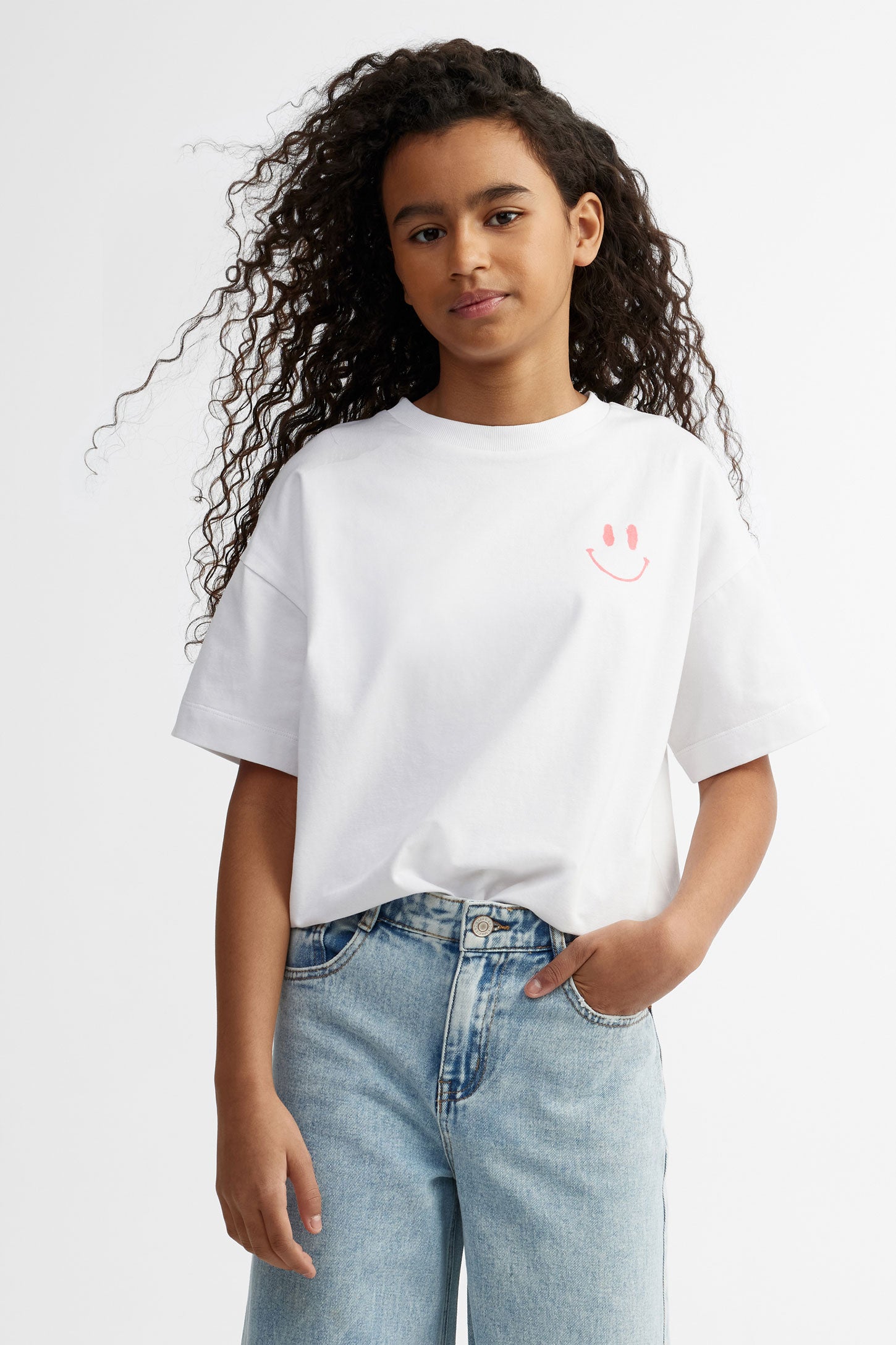 T-shirt surdimensionné imprimé en coton - Ado fille && BLANC