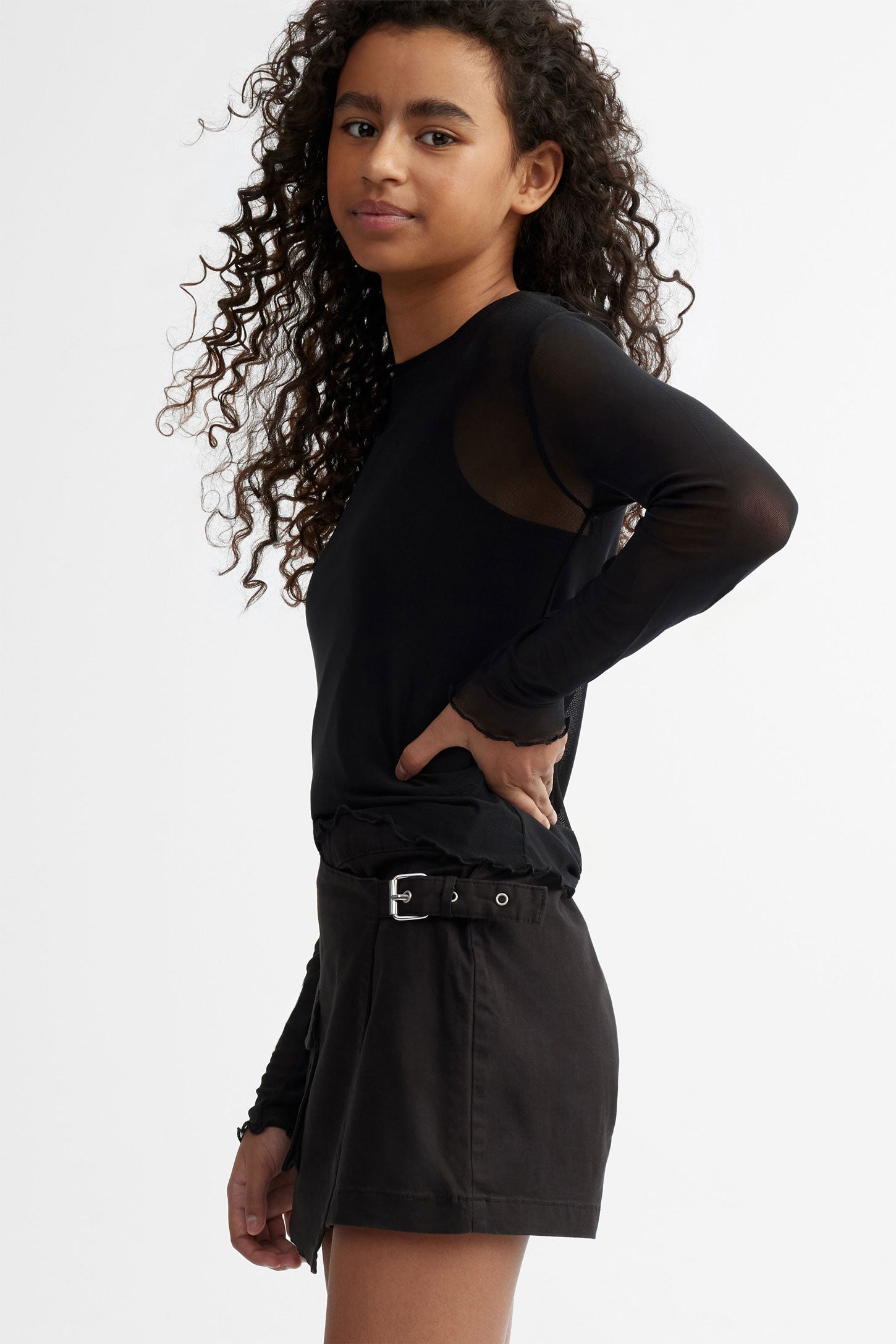 Jupe-short cargo en twill - Ado fille && NOIR