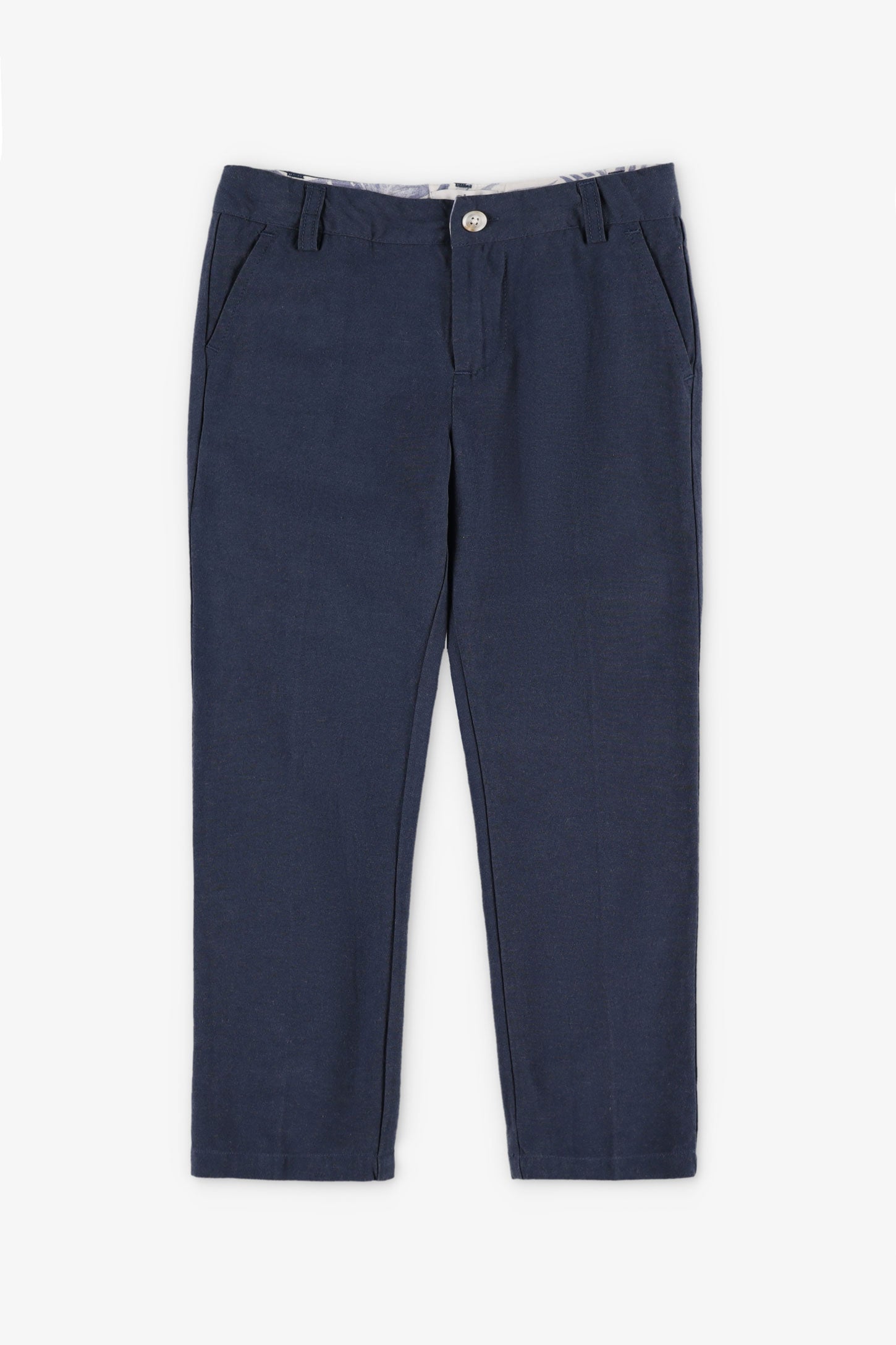 Pantalon habillé lin et coton - Enfant garçon && MARIN