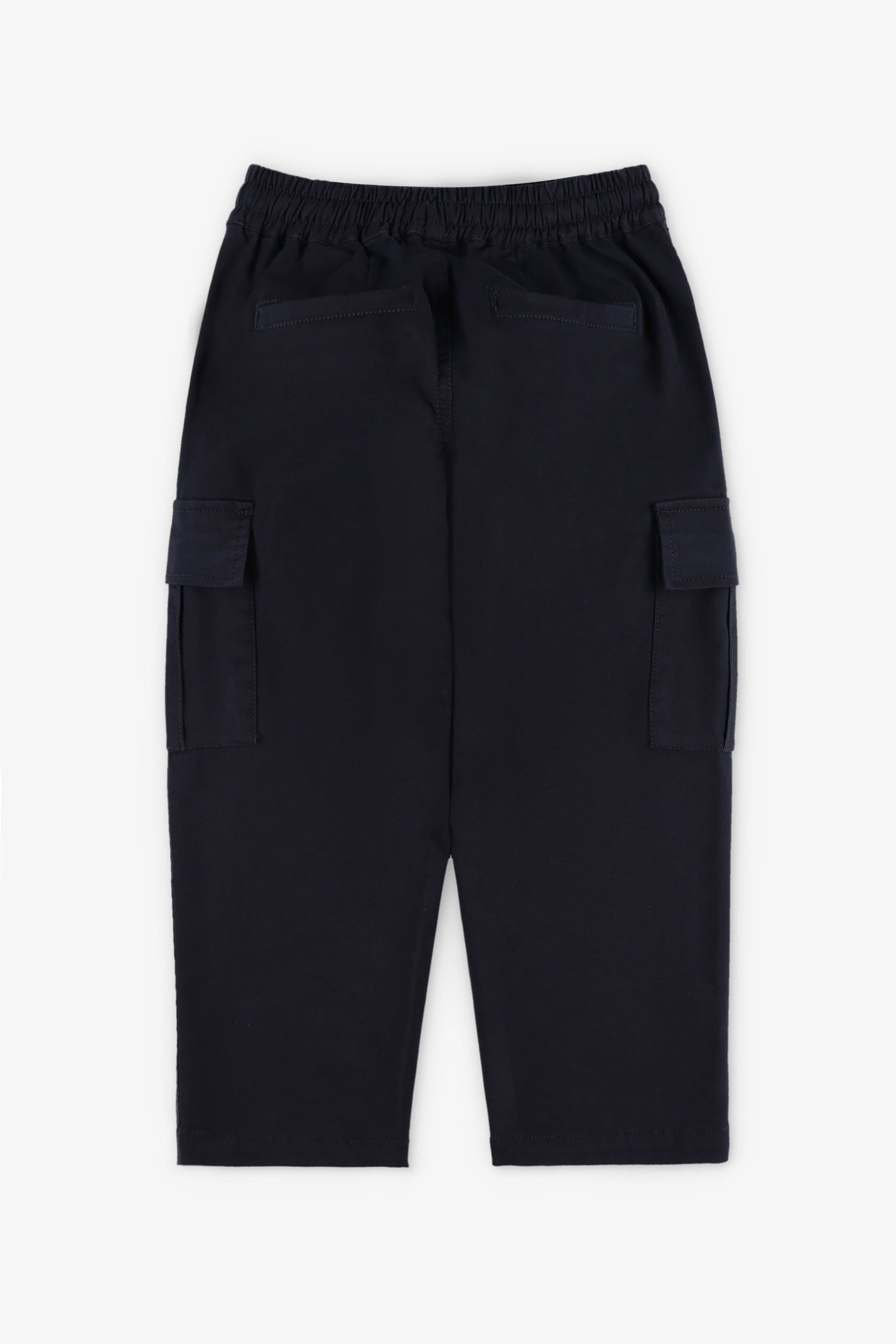 Pantalon taille élastique en twill - Enfant garçon && BLEU MARINE