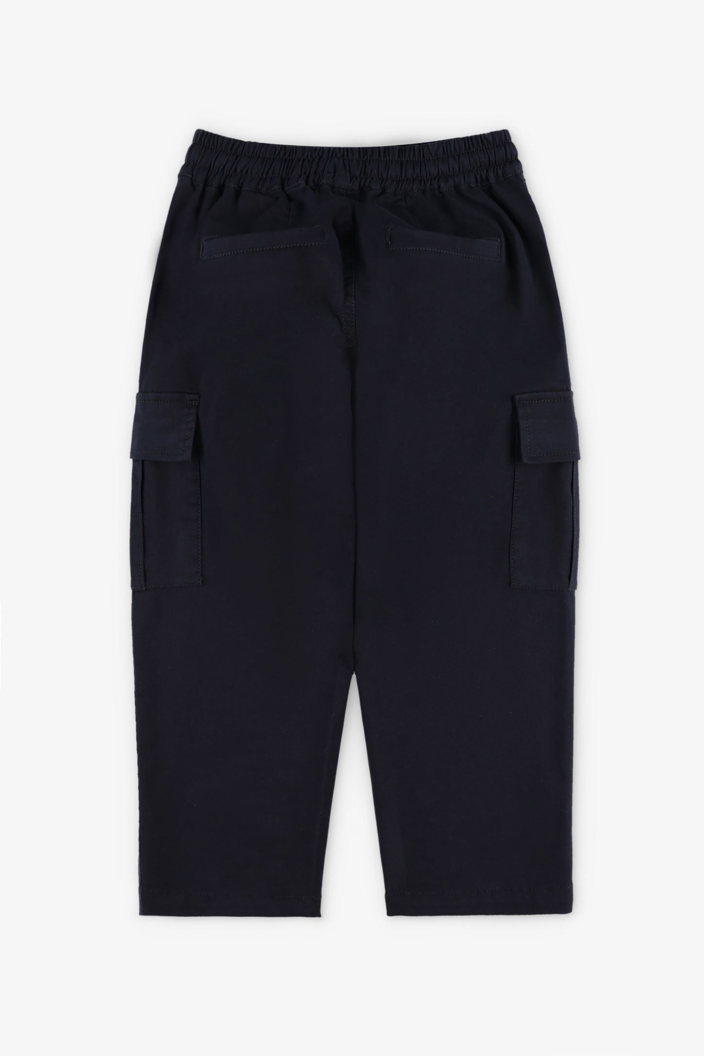 Pantalon taille élastique en twill - Enfant garçon && BLEU MARINE