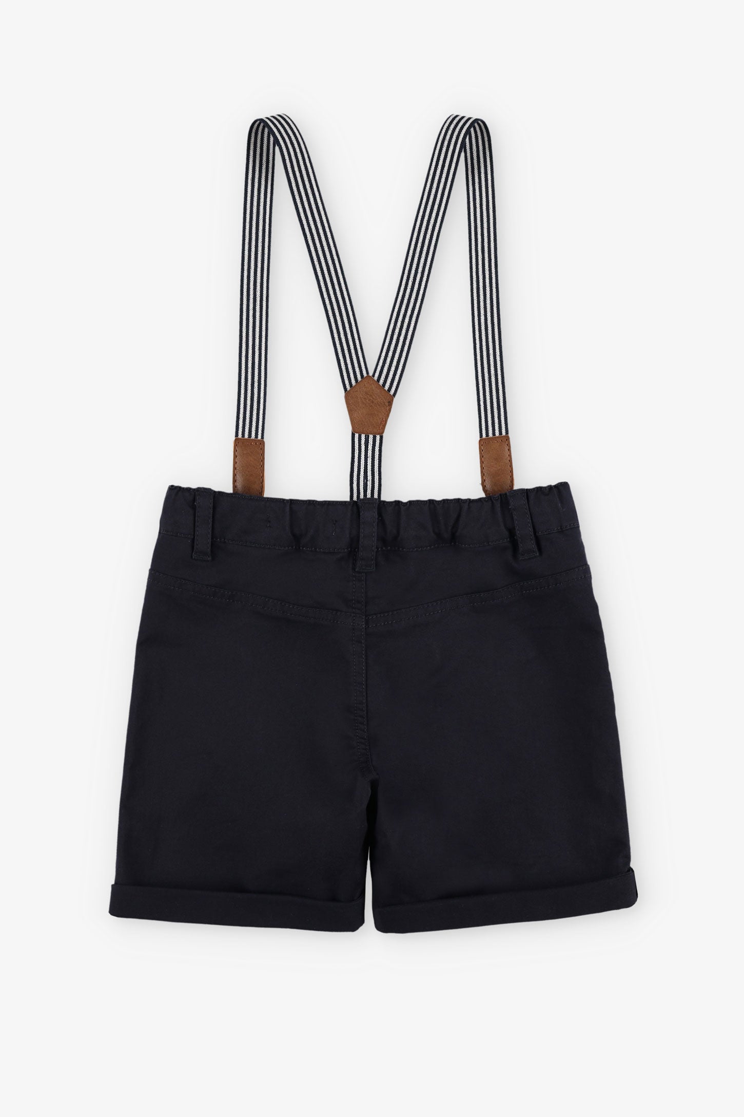 Short en twill avec bretelles - Enfant garçon && BLEU MARINE