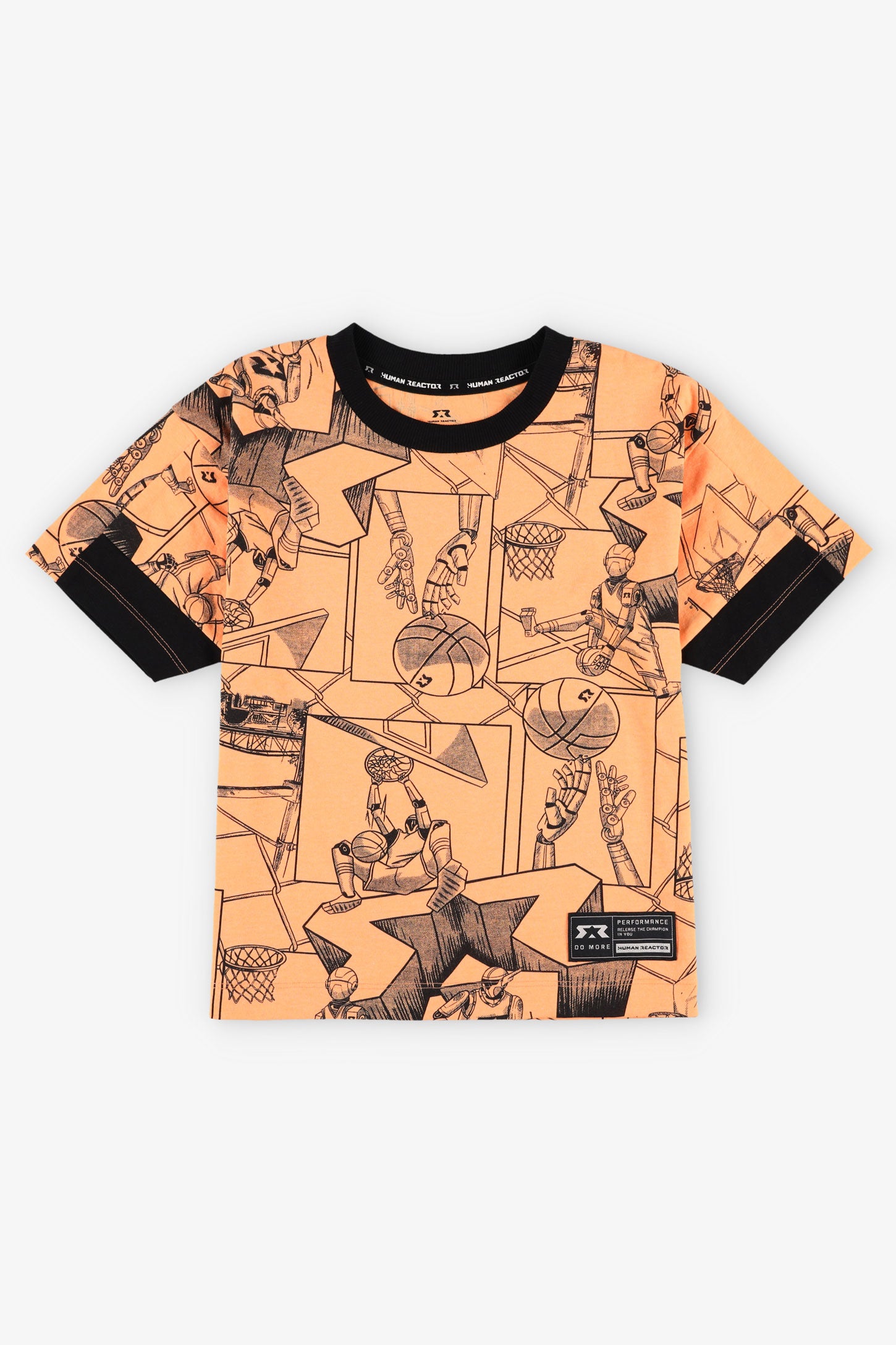 T-shirt surdimensionné en coton HR - Enfant garçon && ORANGE MULTI