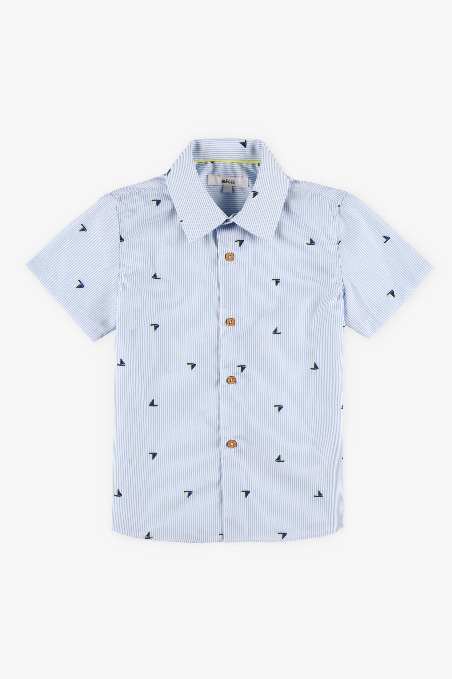 Chemise manches courte en coton habillé - Enfant garçon && BLEU