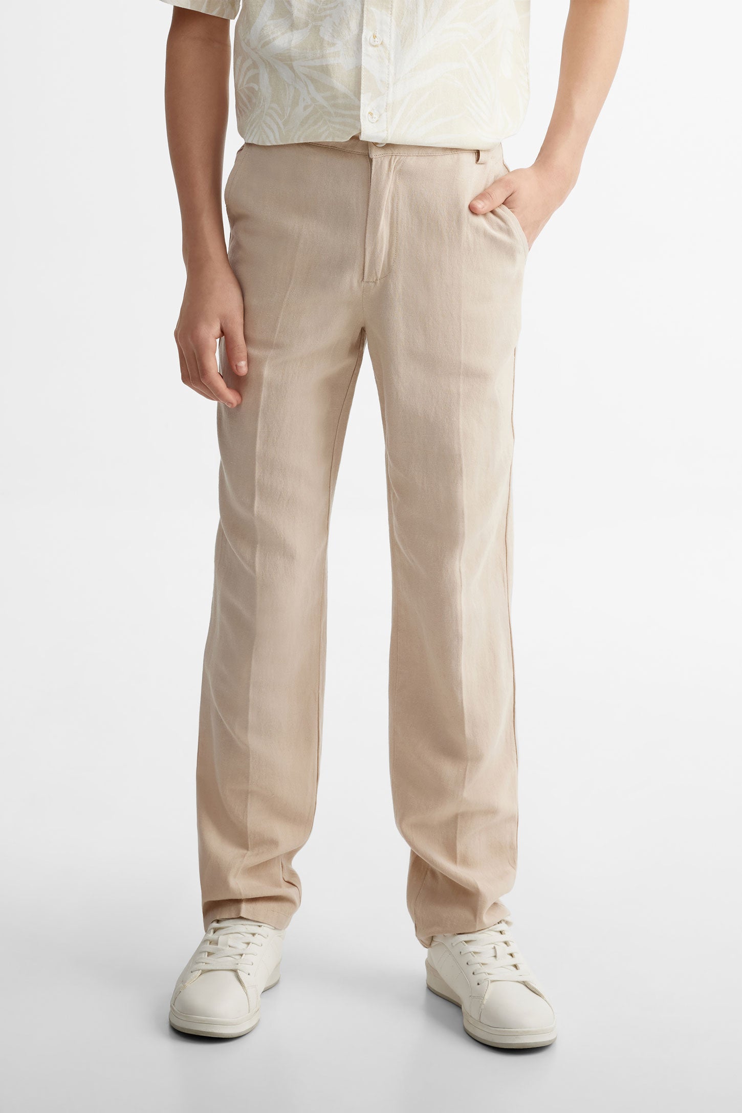 Pantalon habillé lin et coton - Ado garçon && BEIGE