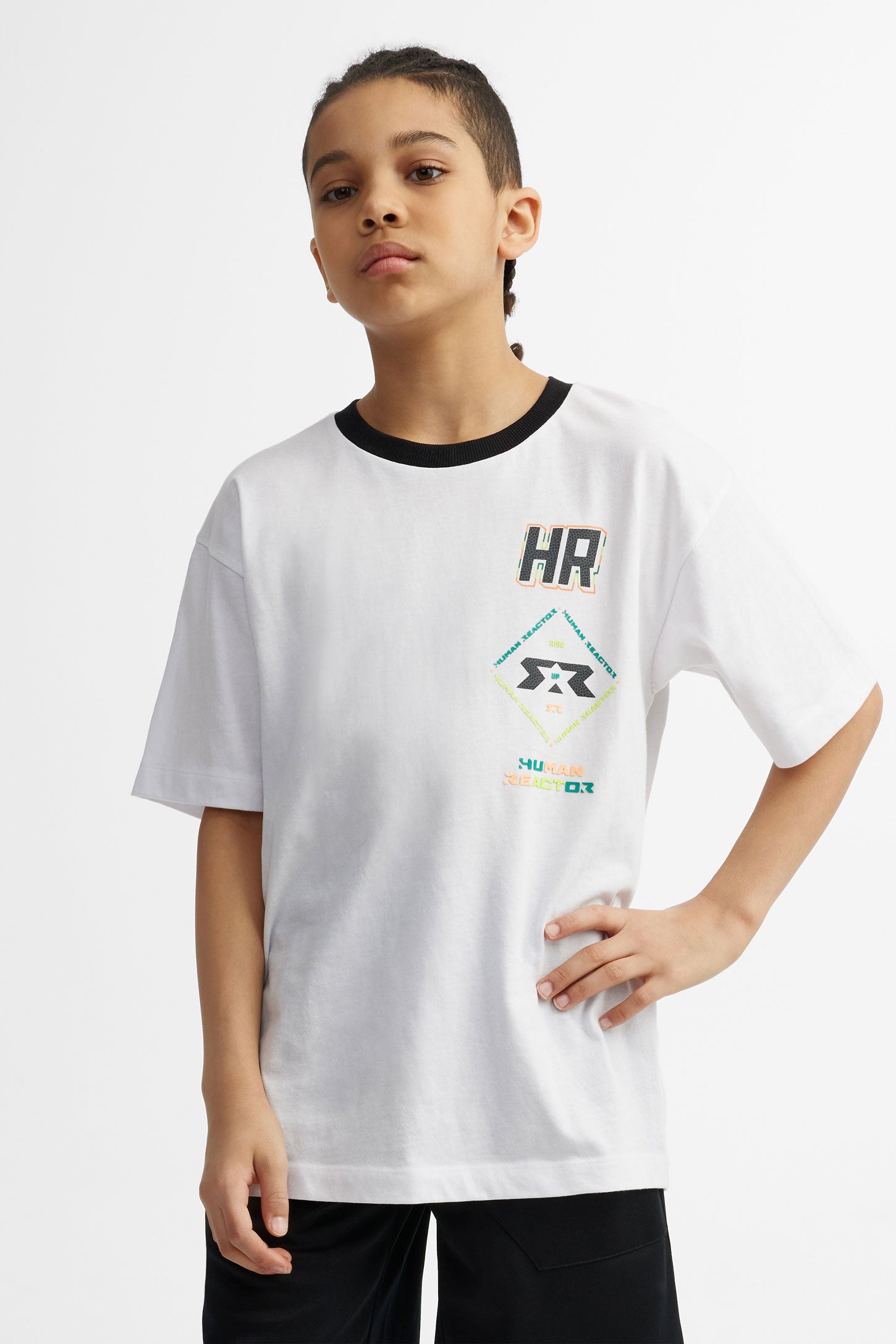 T-shirt surdimensionné en coton HR - Ado garçon && BLANC