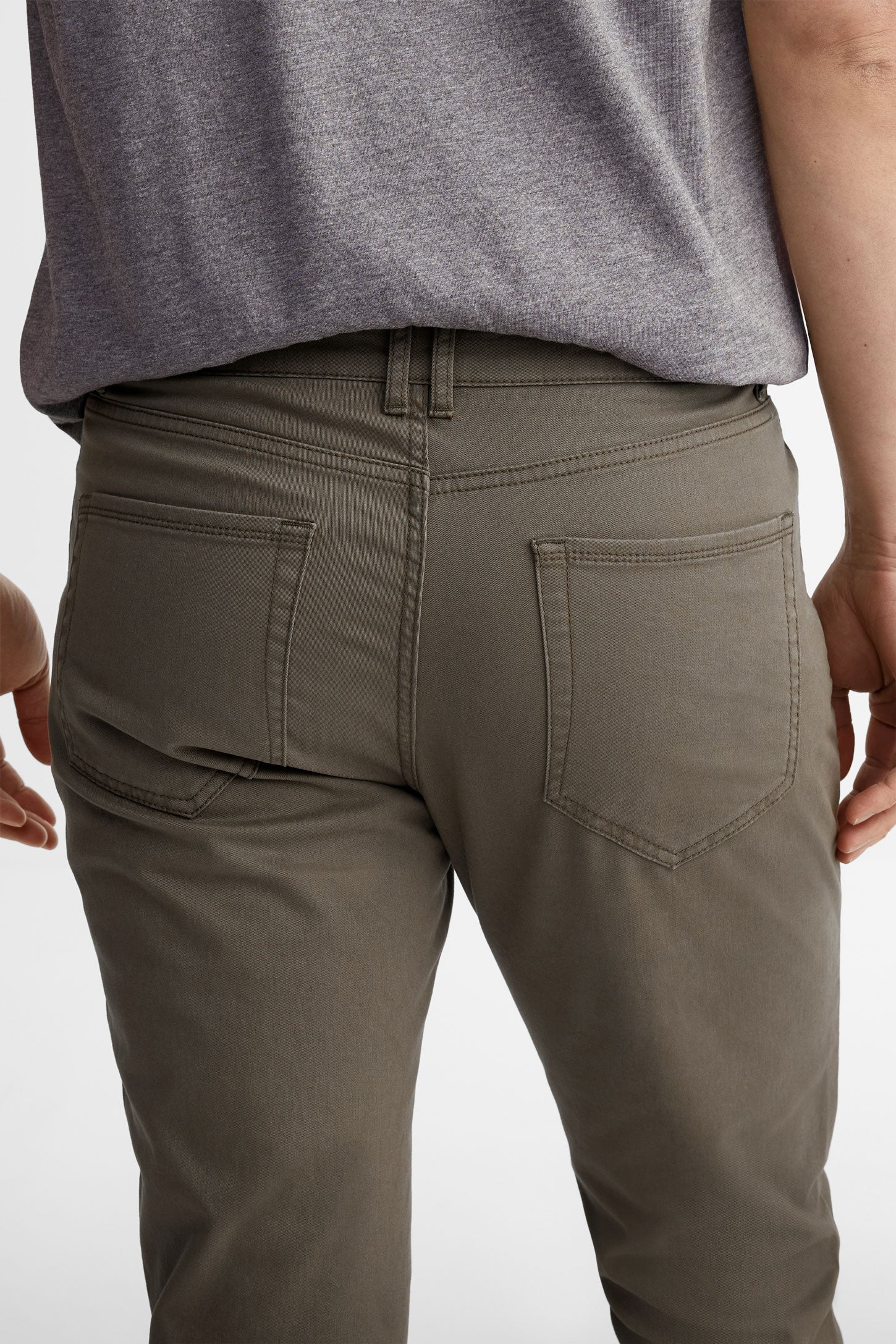 Pantalon 5 poches jambe étroite en twill - Homme && KAKI
