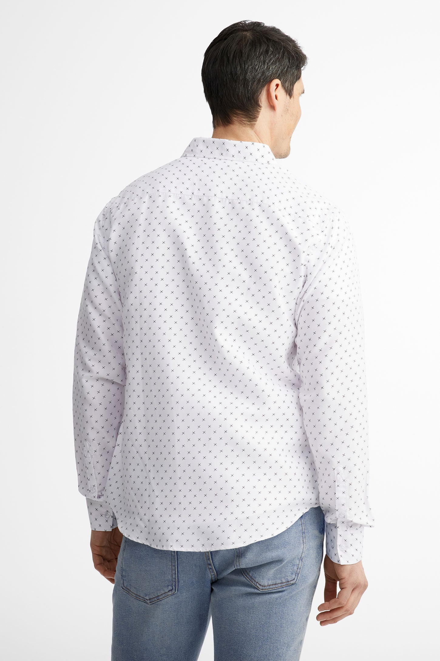 Chemise manches longues microfibre - Homme && BLANC MULTI