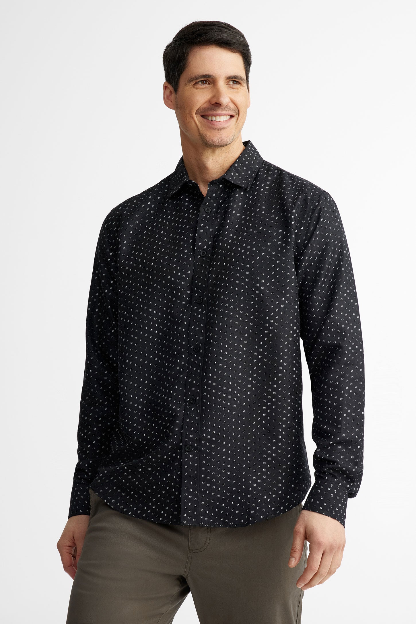 Chemise manches longues microfibre - Homme && NOIR/MULTI