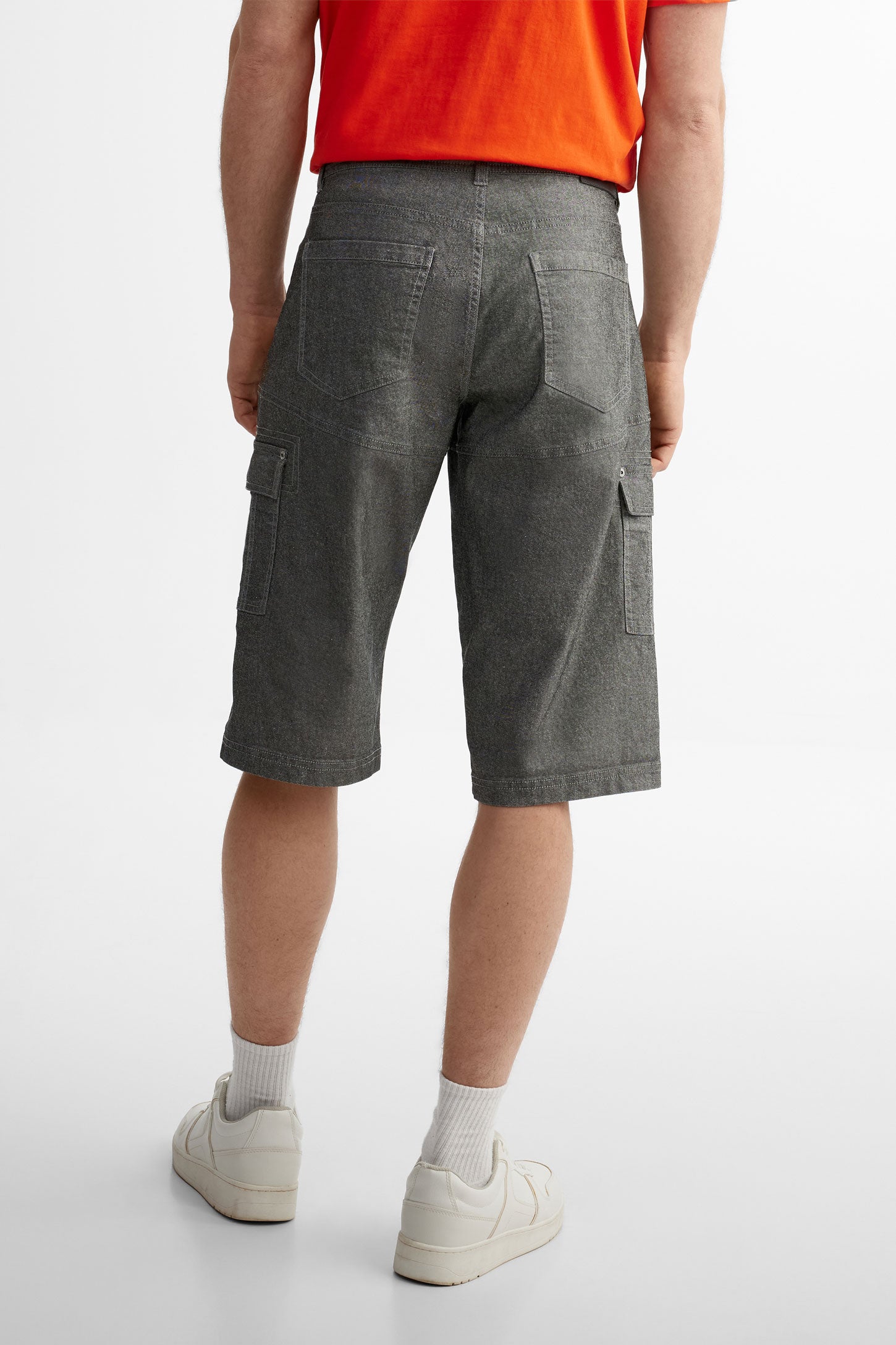 Bermuda cargo en jeans - Homme && GRIS