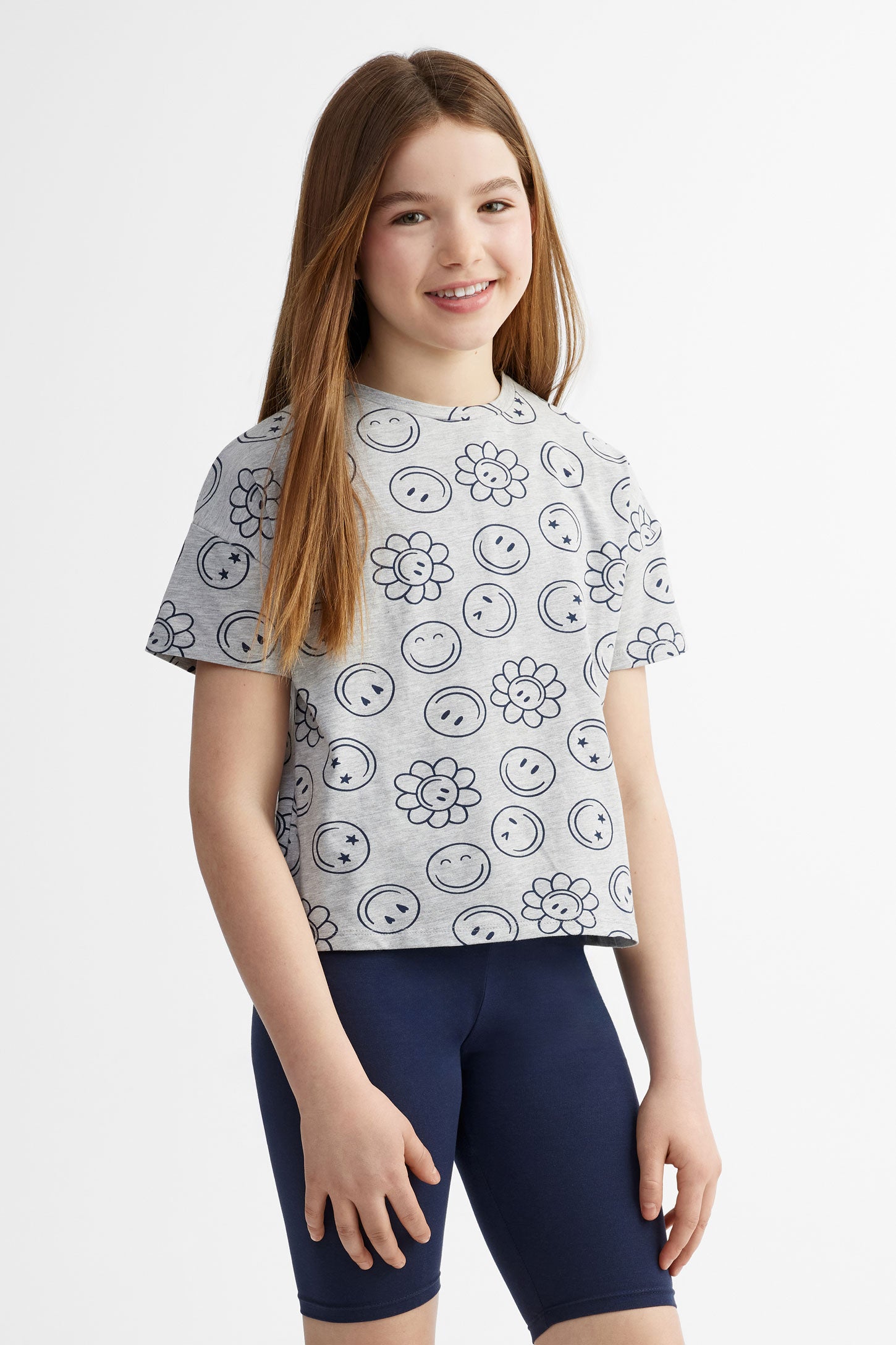 T-shirt ouvert au dos en coton, 2/25$ - Ado fille && GRIS MULTI