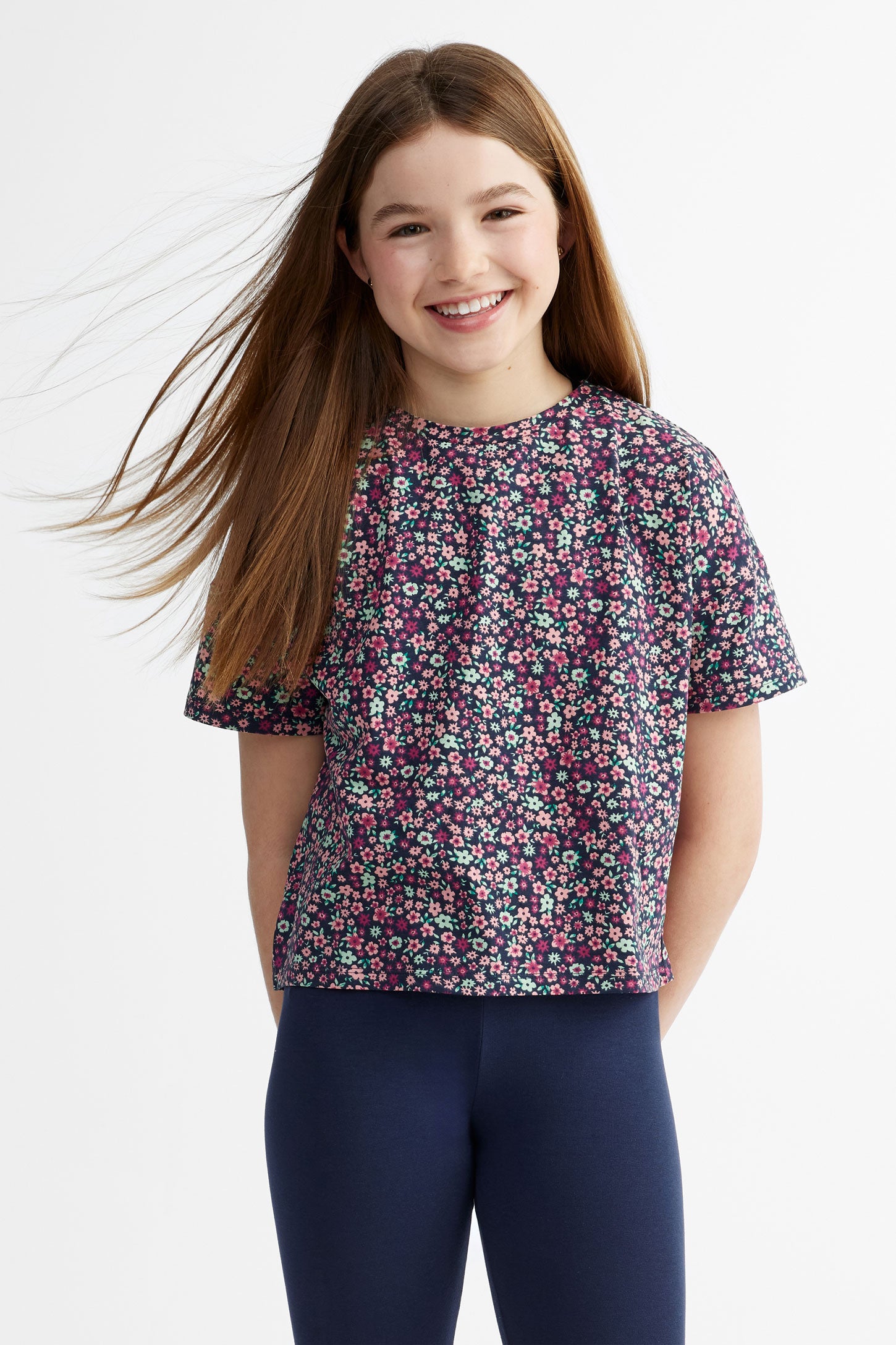 T-shirt ouvert au dos en coton, 2/25$ - Ado fille && VERT/MULTI