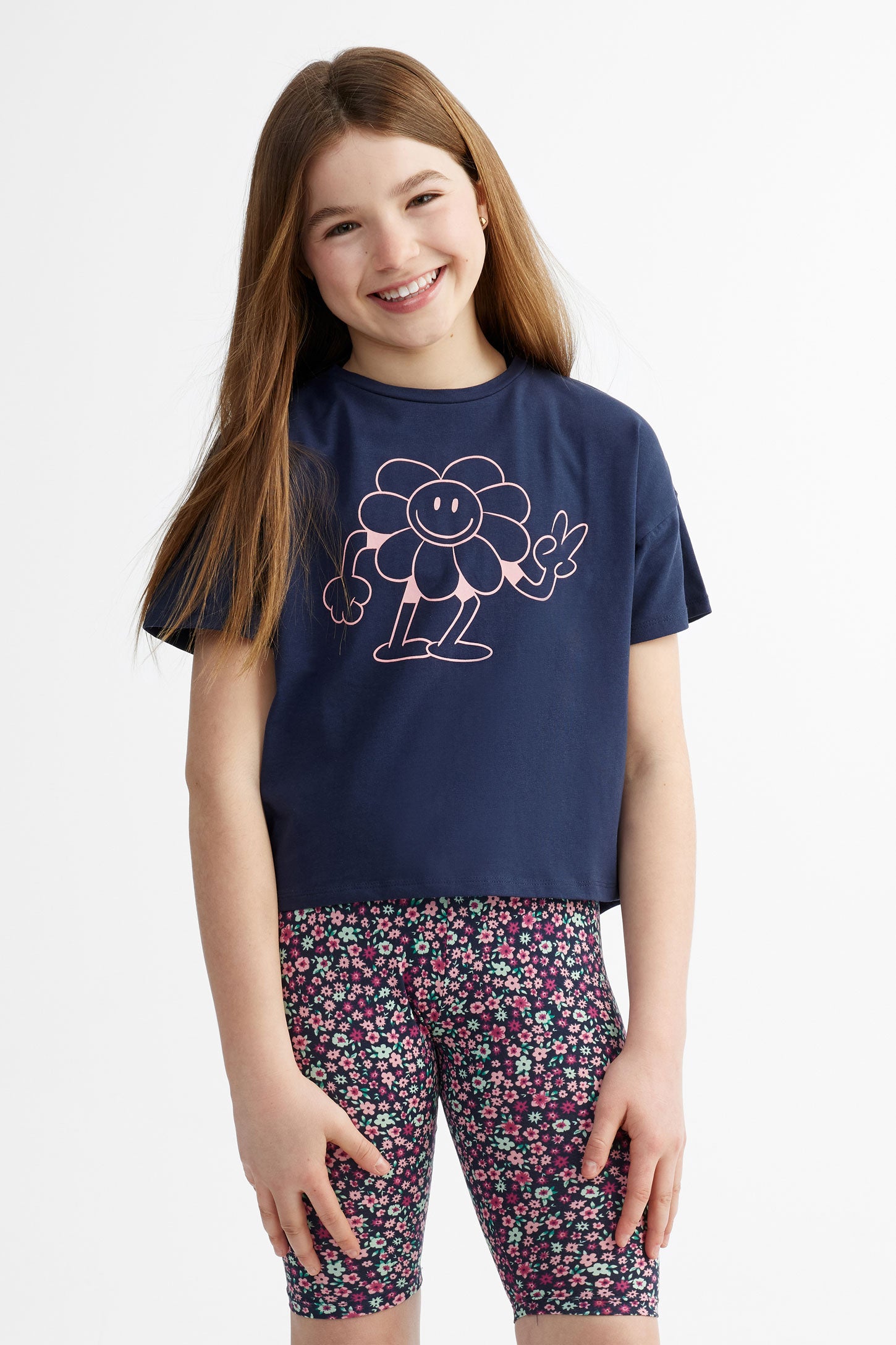 T-shirt ouvert au dos en coton, 2/25$ - Ado fille && BLEU MARINE