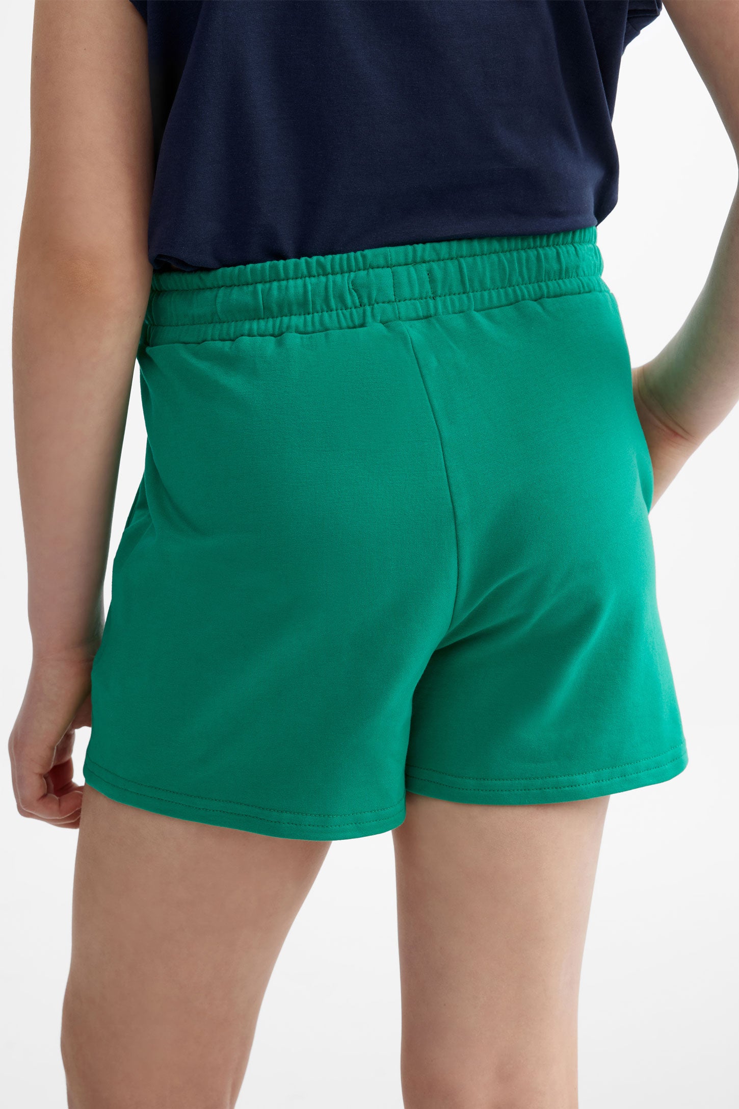 Short taille élastique en coton ouaté - Ado fille && VERT