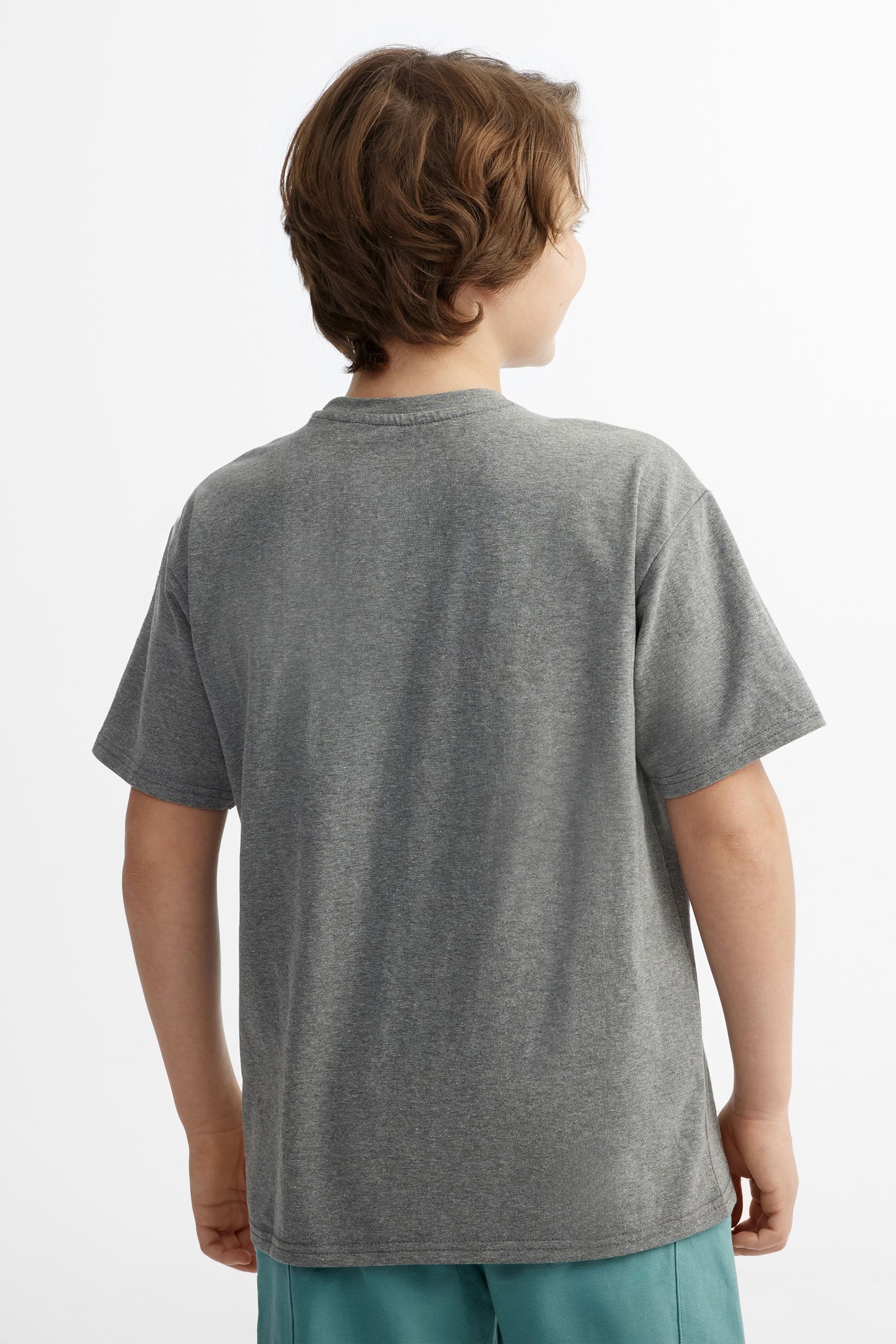 T-shirt imprimé en coton, 2/25$ - Ado garçon && GRIS MIXTE