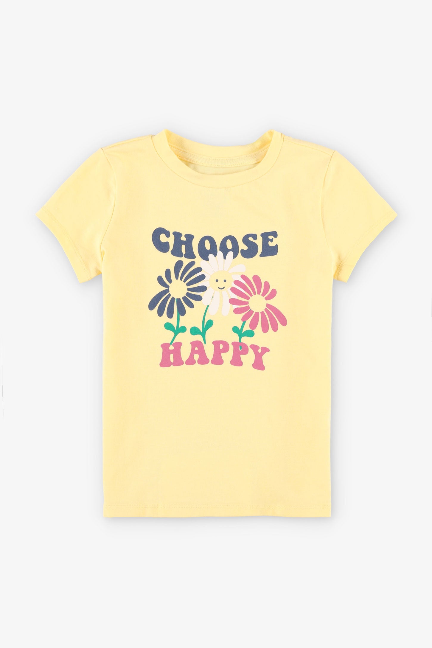 T-shirt imprimé en coton, 2/20$ - Enfant fille && JAUNE