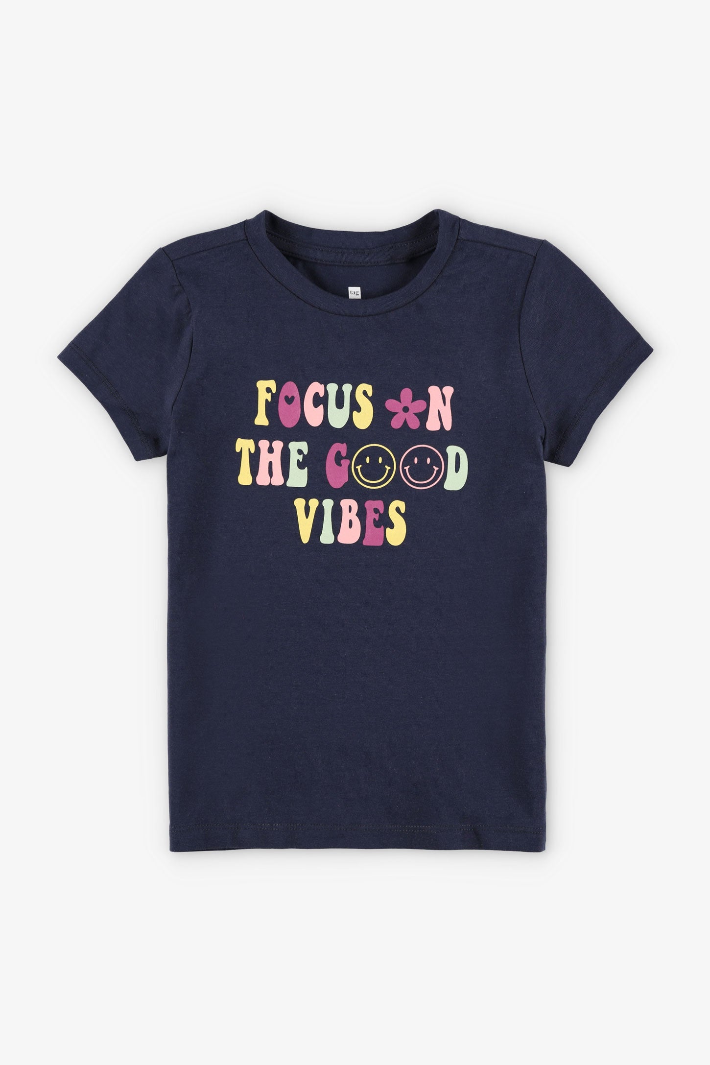 T-shirt imprimé en coton, 2/20$ - Enfant fille && BLEU MARINE
