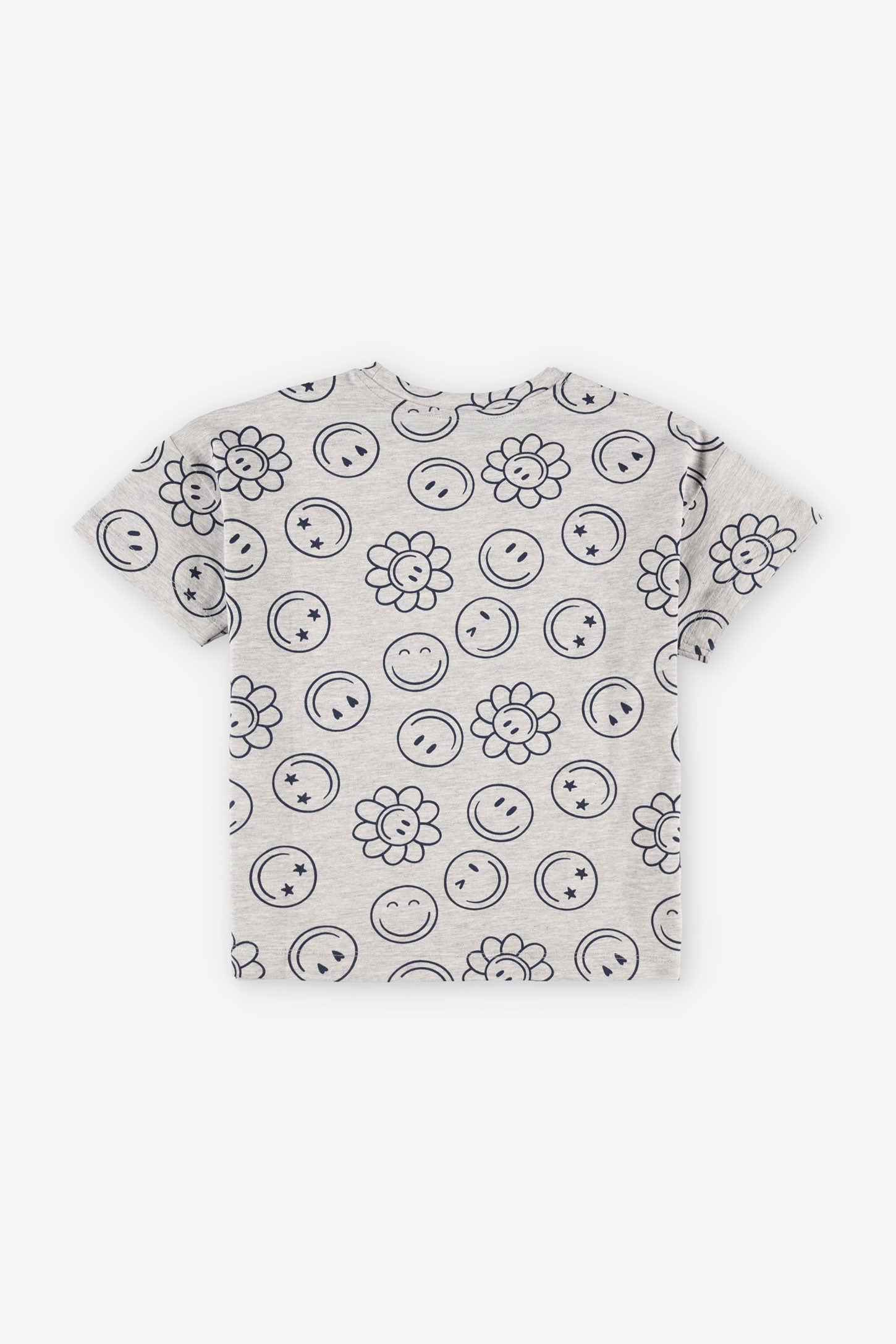 T-shirt coupe ample imprimé en coton, 2/20$ - Enfant fille && MIX GRIS CLAIR
