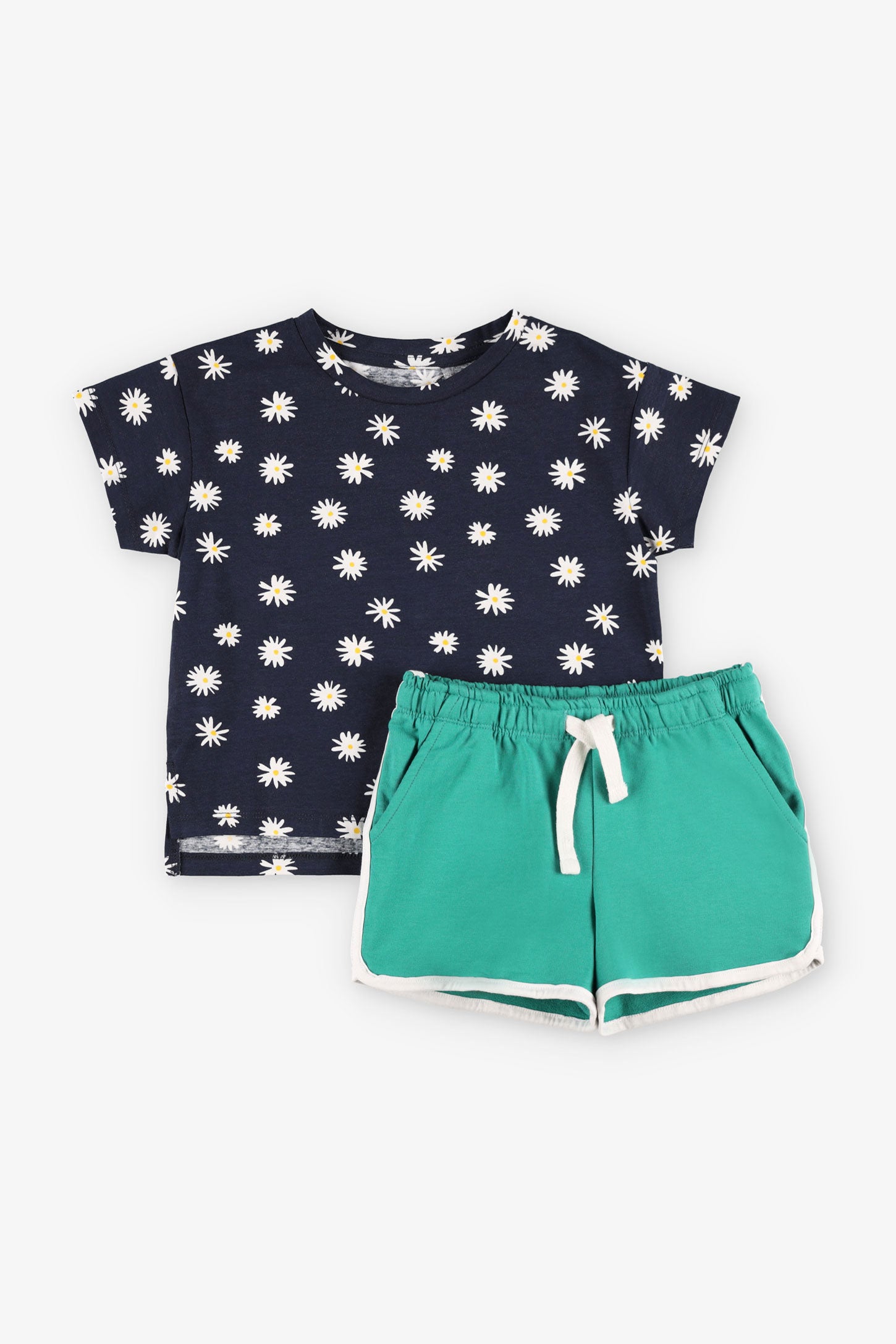 Ensemble 2-pièces t-shirt et short - Enfant fille && BLEU MARINE MUL