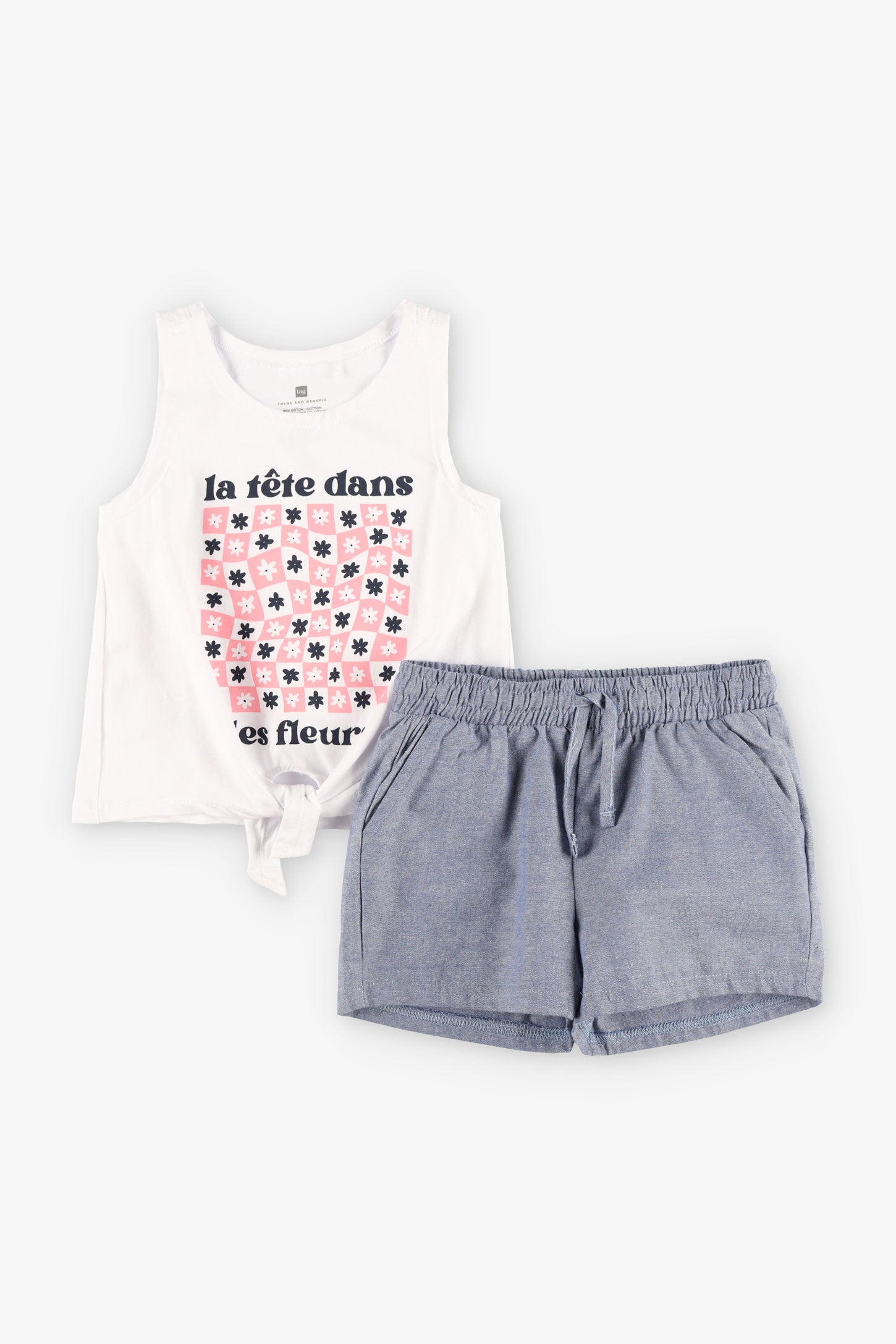 Ensemble 2-pièces camisole et short - Enfant fille && BLANC