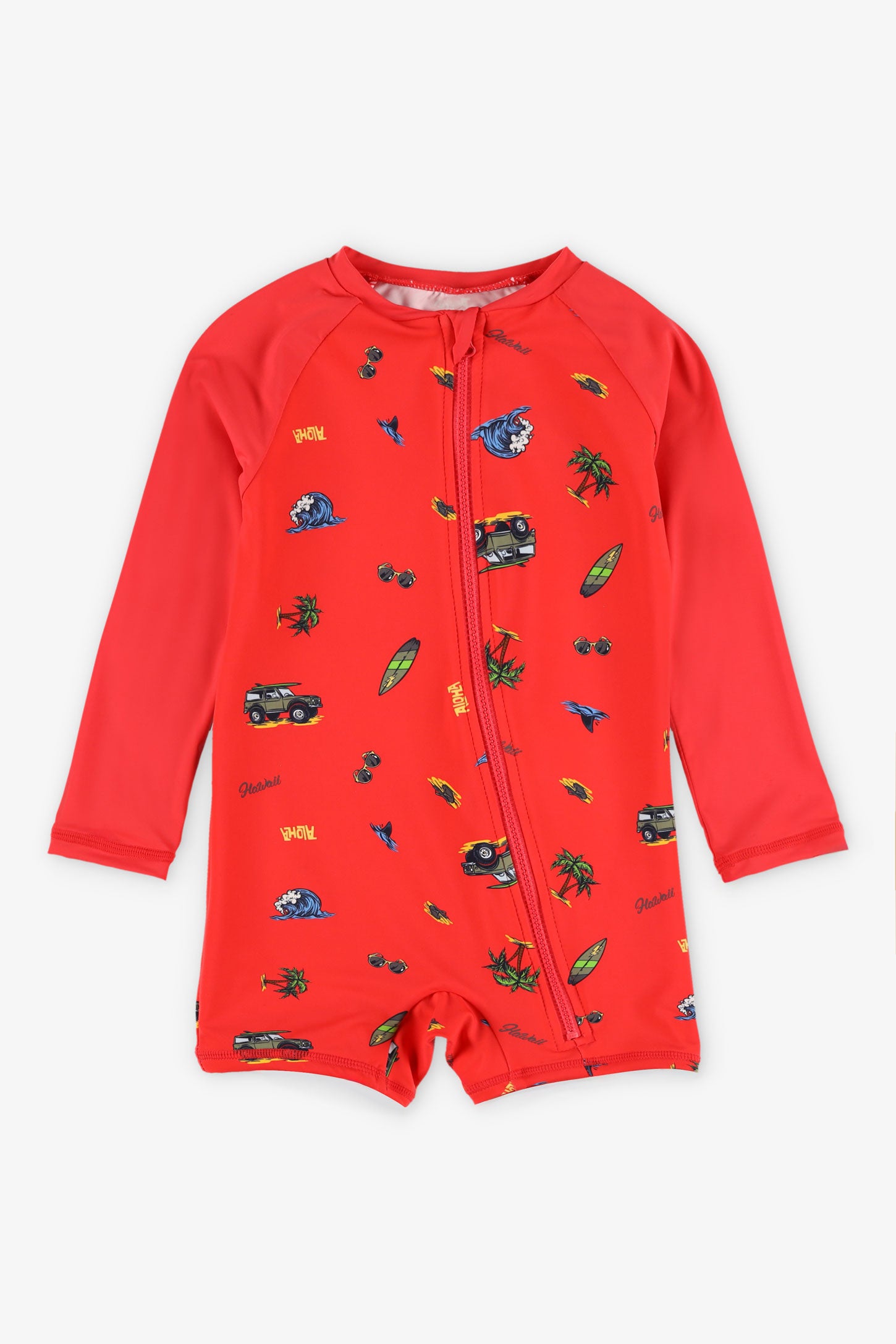 Maillot de bain ''Rashguard'' 1-pièce - Bébé garçon && ROUGE/MULTI