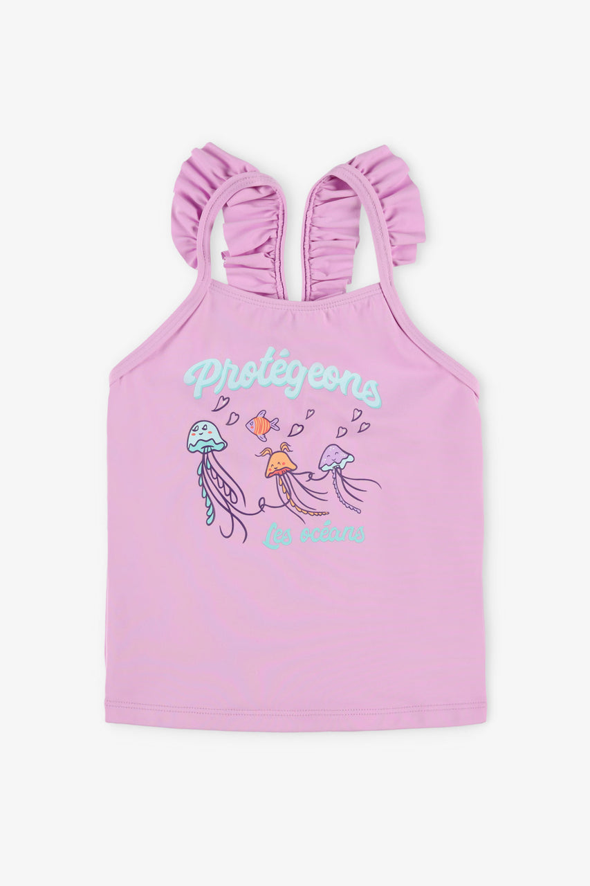 Maillot De Bain Fille Doomiva 2 Pièces - Tankini Manches Longues Anti-UV - Motif Pois - 2-8 Ans