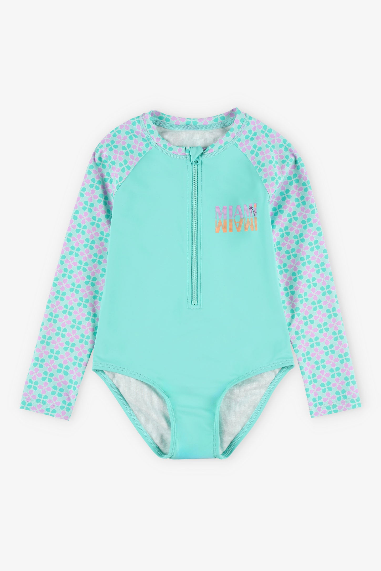 Maillot de bain 1-pièce ''Rashguard'' - Enfant fille && TURQUOISE