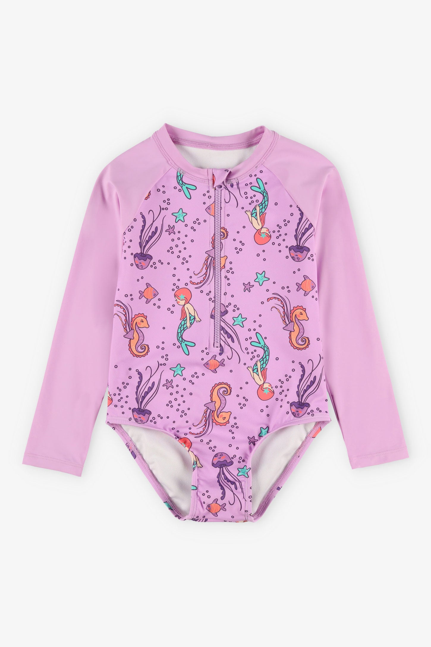 Maillot de bain 1-pièce ''Rashguard'' - Enfant fille && MAUVE/MULTI