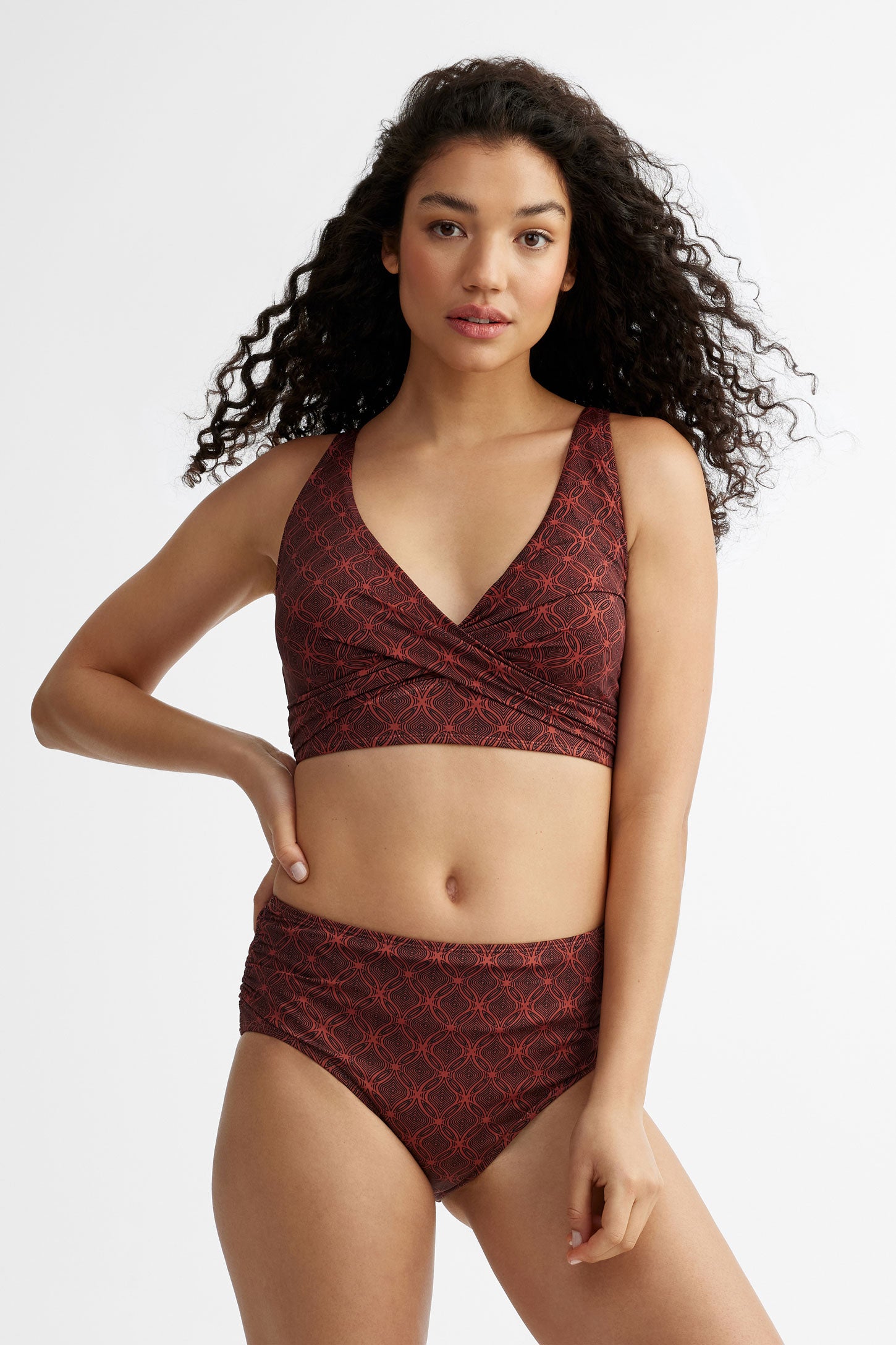Haut maillot de bain triangle - Femme && BOURGOGNE MULTI