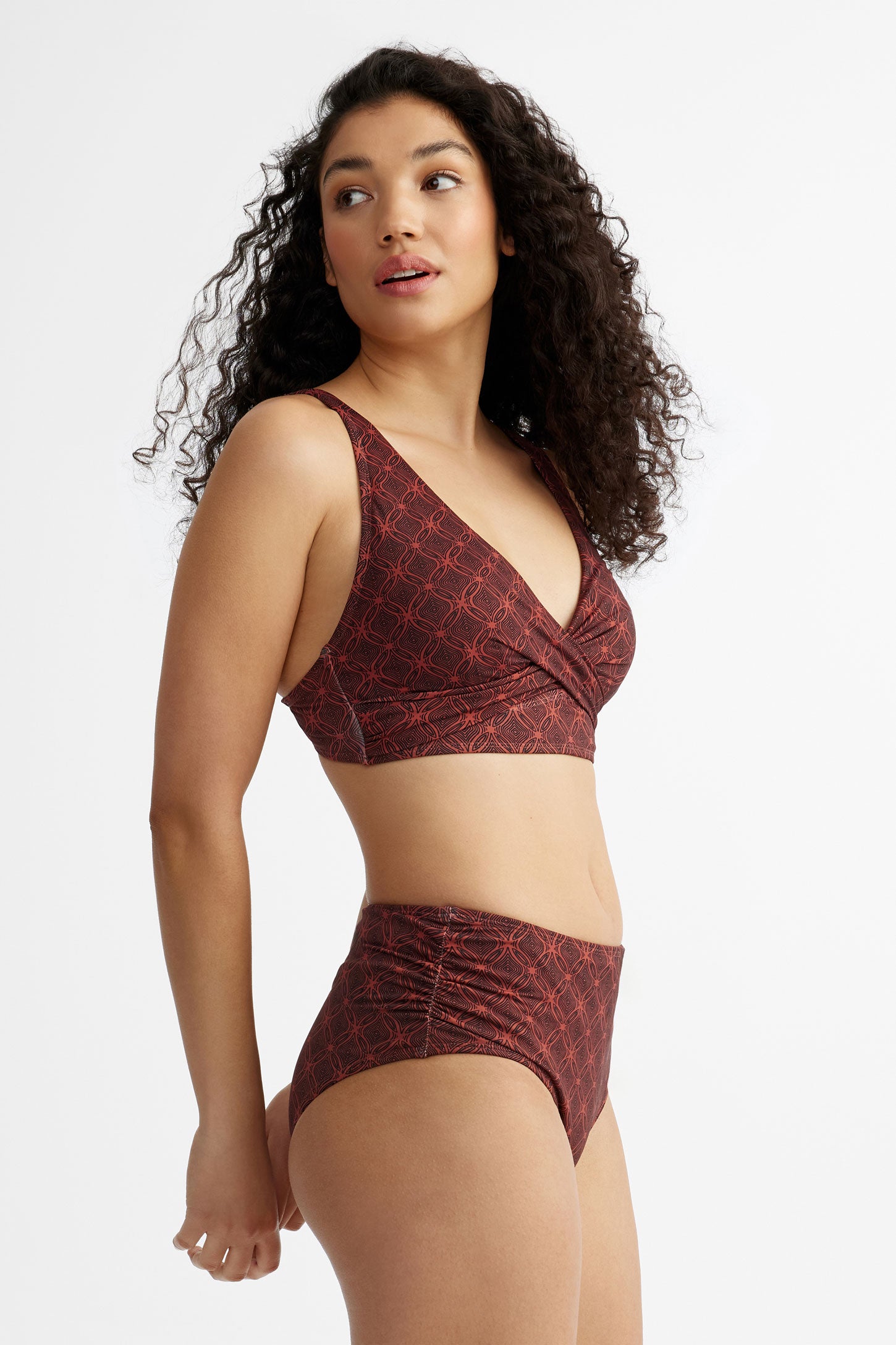 Haut maillot de bain triangle - Femme && BOURGOGNE MULTI