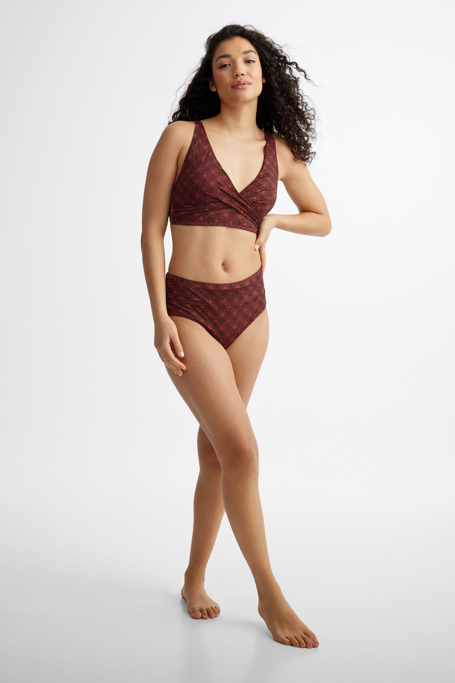 Haut maillot de bain triangle - Femme && BOURGOGNE MULTI