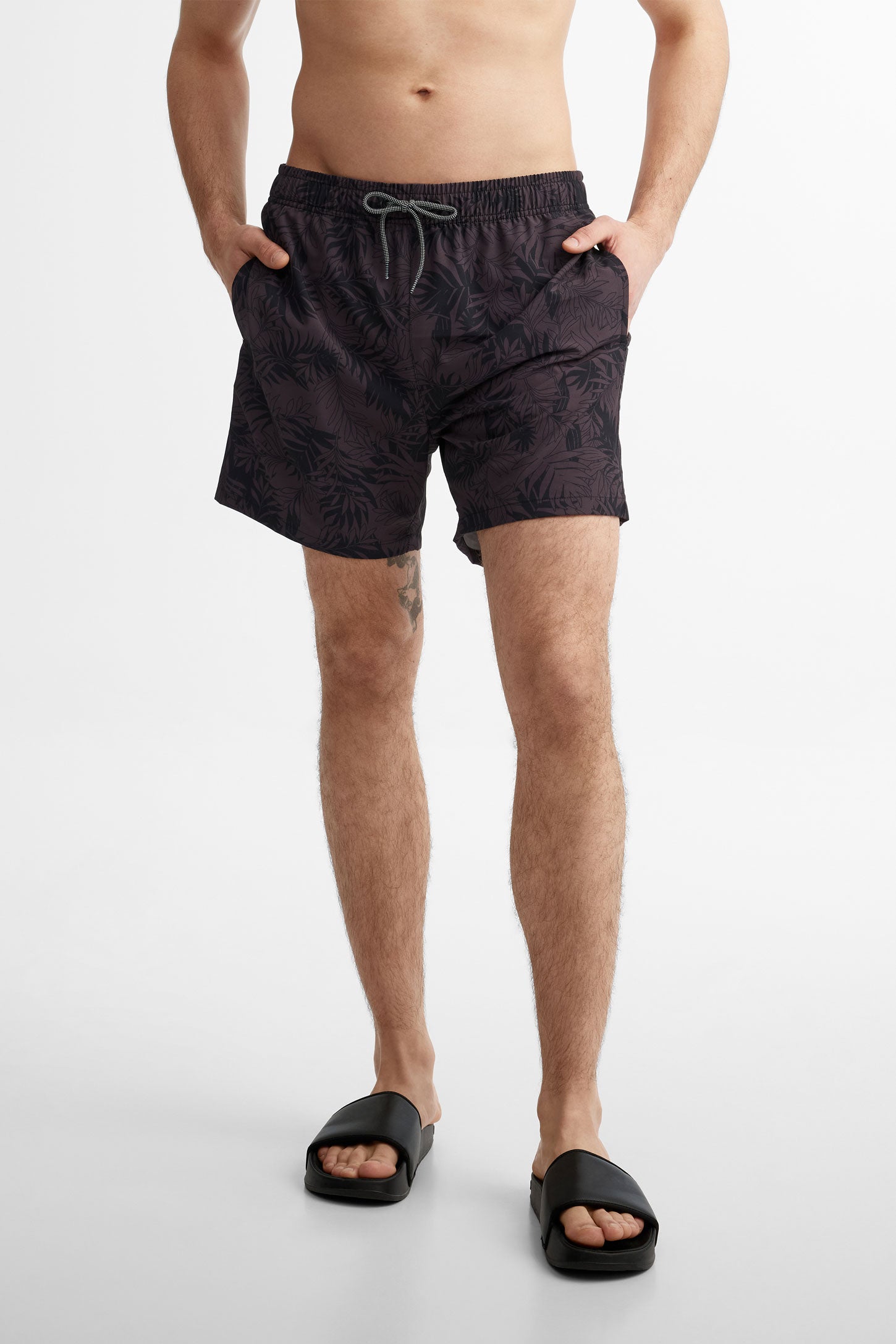 Short maillot de bain extensible 4 sens - Homme && GRIS MULTI