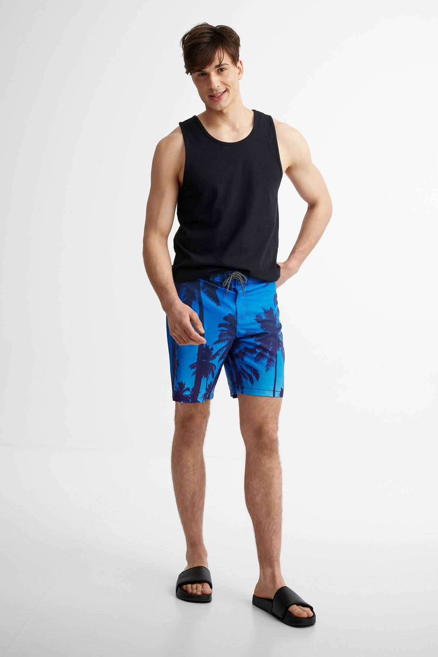 Short maillot de bain extensible 4 sens - Homme && BLEU MULTI