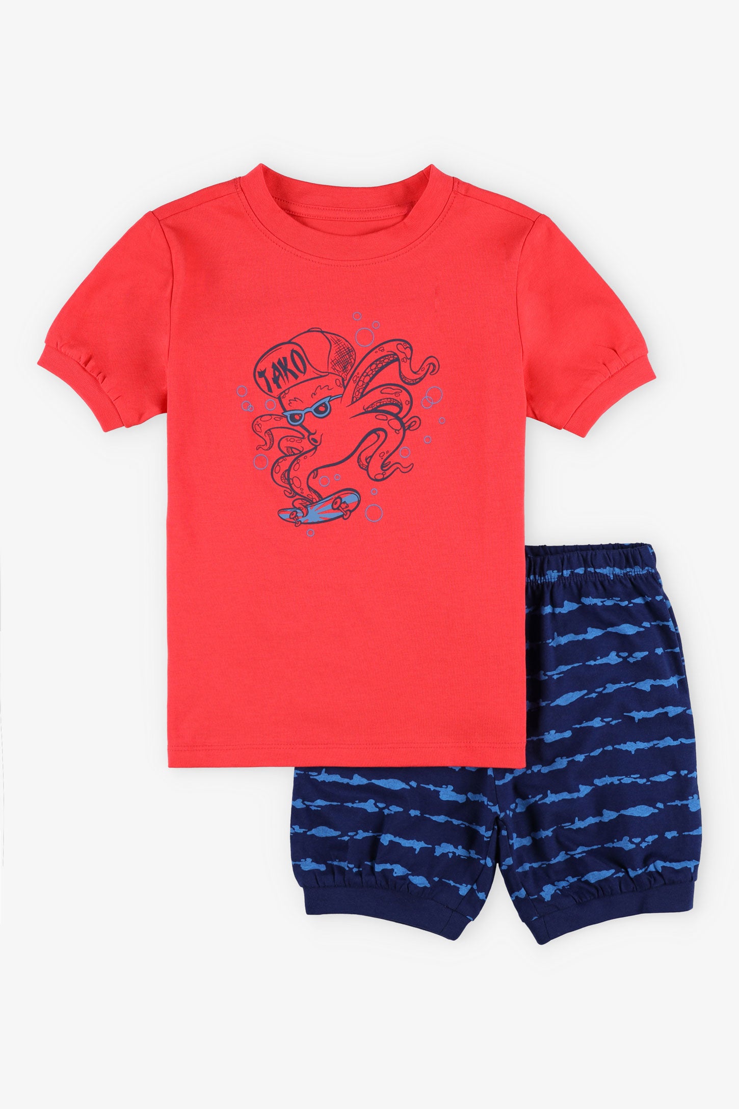 Pyjama 2-pièces t-shirt short coton, 2/35$ - Enfant garçon && ROUGE