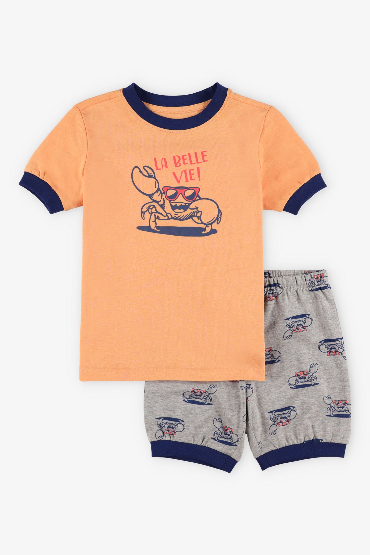Pyjama 2-pièces t-shirt short coton, 2/35$ - Enfant garçon && ORANGE
