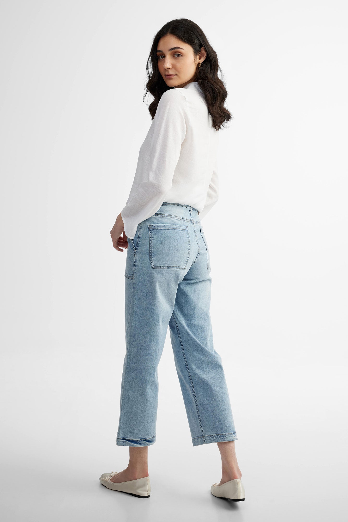 Jeans jambe large Lyocell - Femme && BLEU PALE