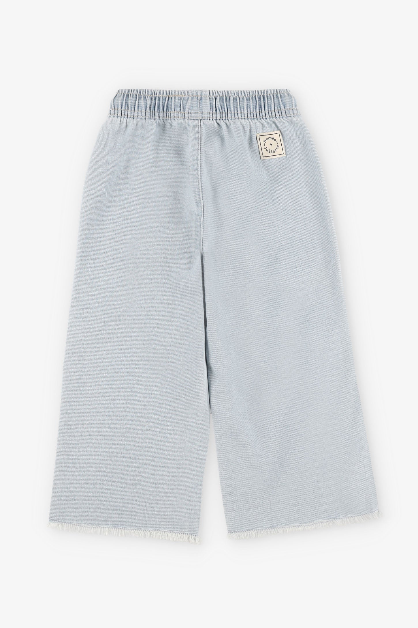 Jeans jambe large taille élastique - Enfant fille && BLEU PALE