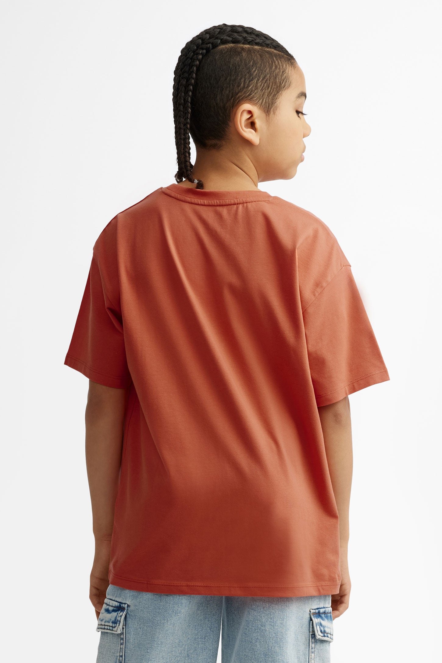 T-shirt coupe ample imprimé en coton - Ado garçon && ORANGE