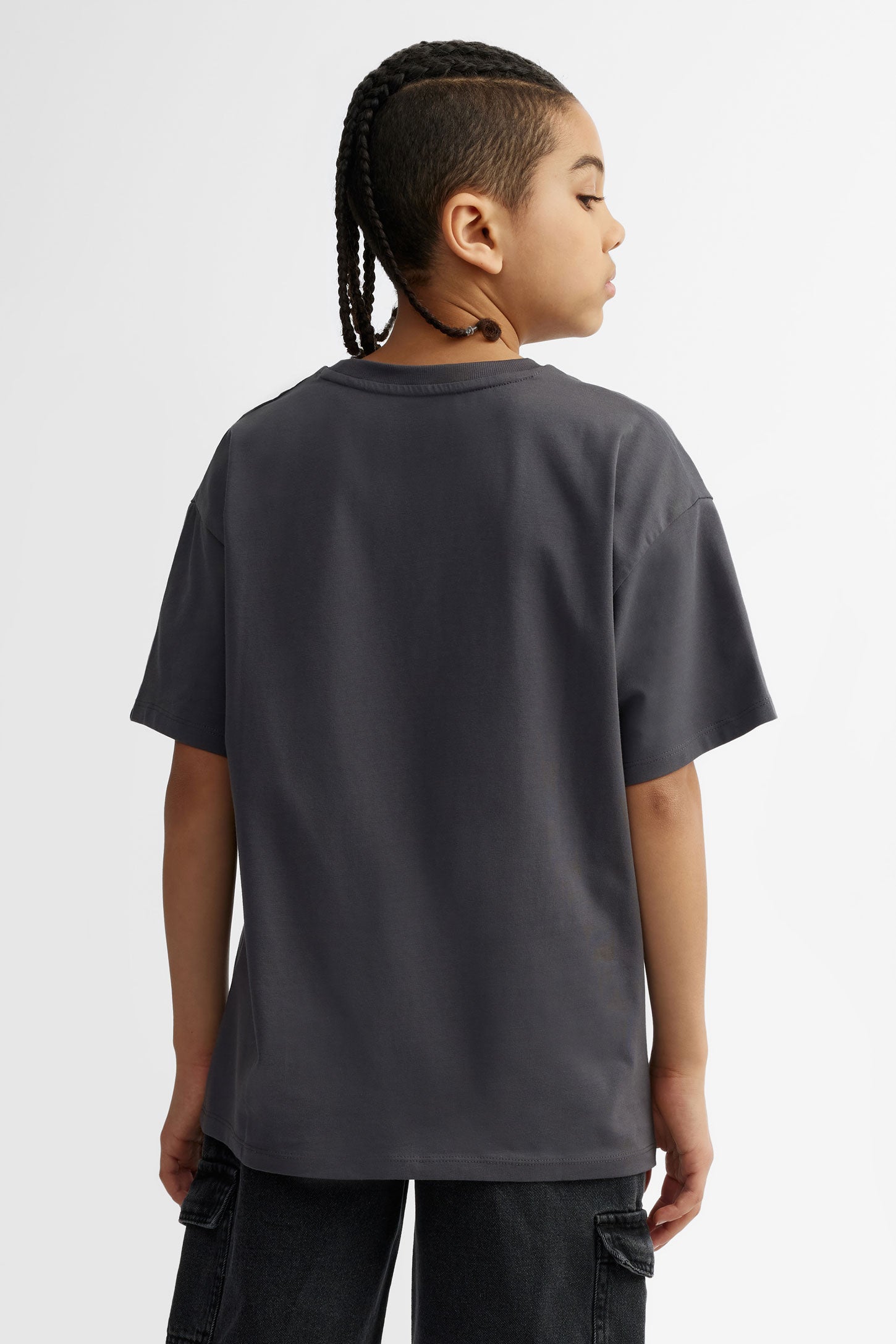 T-shirt coupe ample imprimé en coton - Ado garçon && GRIS FONCE