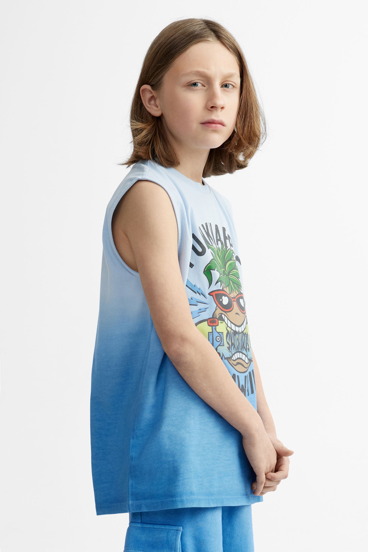Camisole imprimée en coton - Ado garçon && BLEU PALE