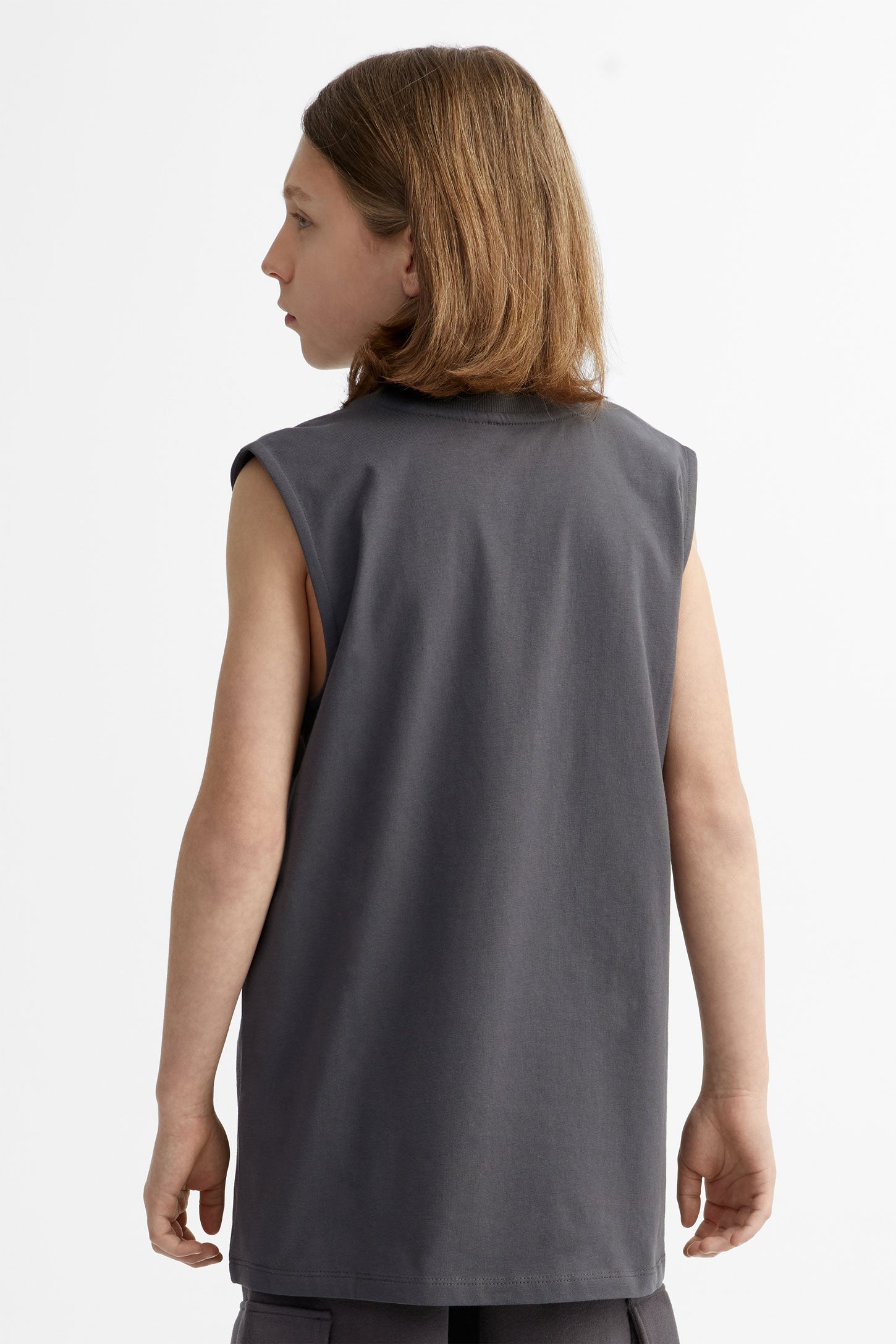 Camisole imprimée en coton - Ado garçon && GRIS FONCE
